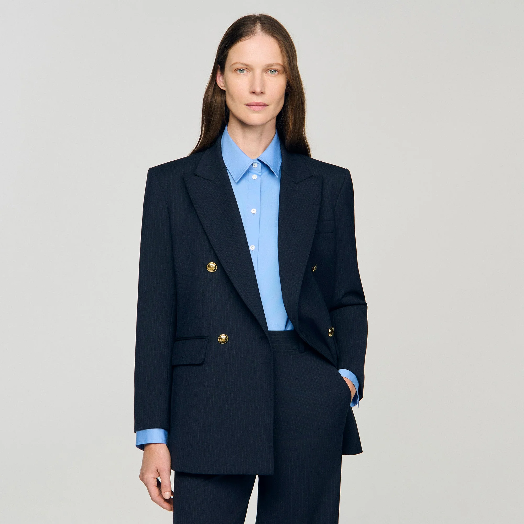 Theane Pinstripe jacket Navy Blue - Image 4
