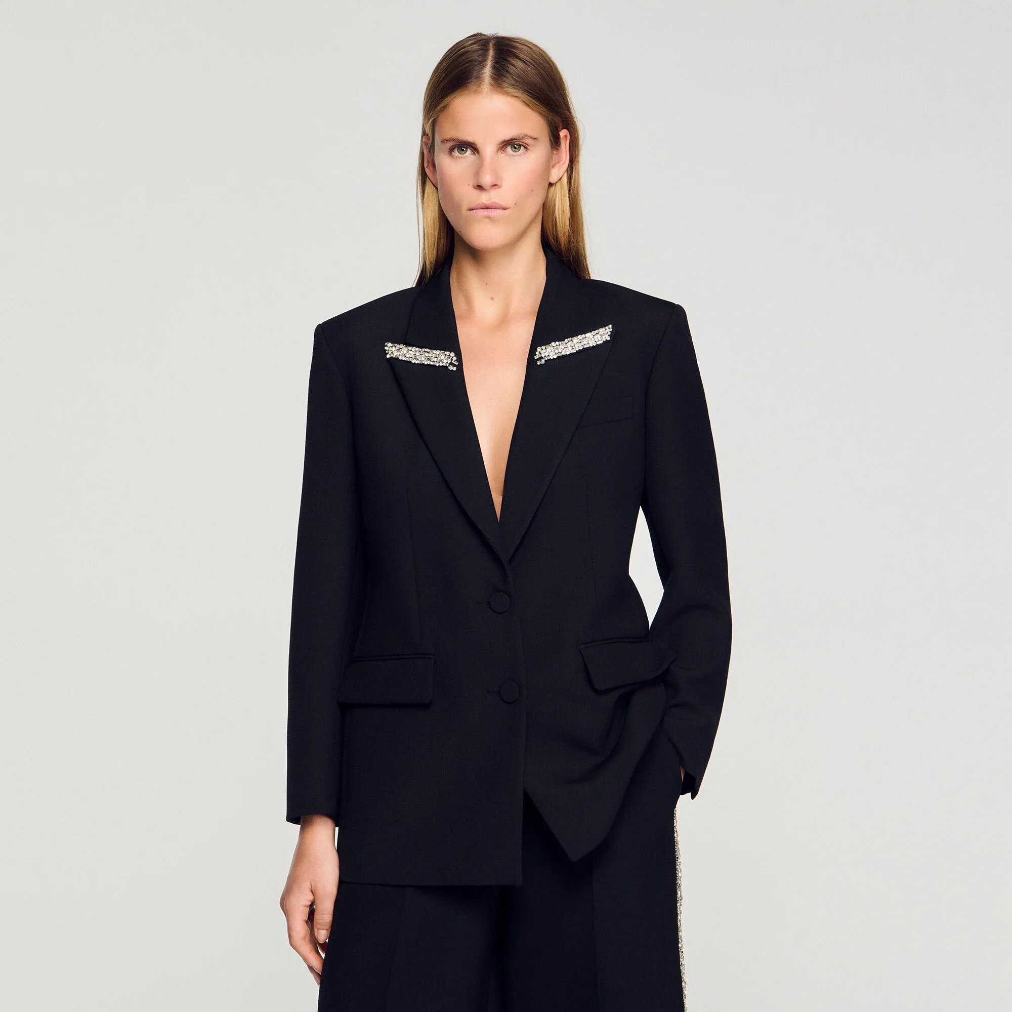 Cosmica Jacket With Rhinestone Collar Black - Image 4