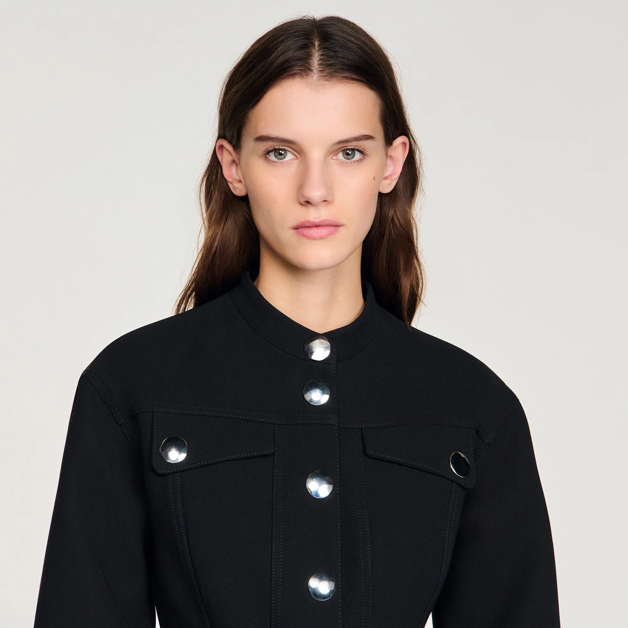 Julie Cropped Ruffled Peplum Jacket Black - Image 3