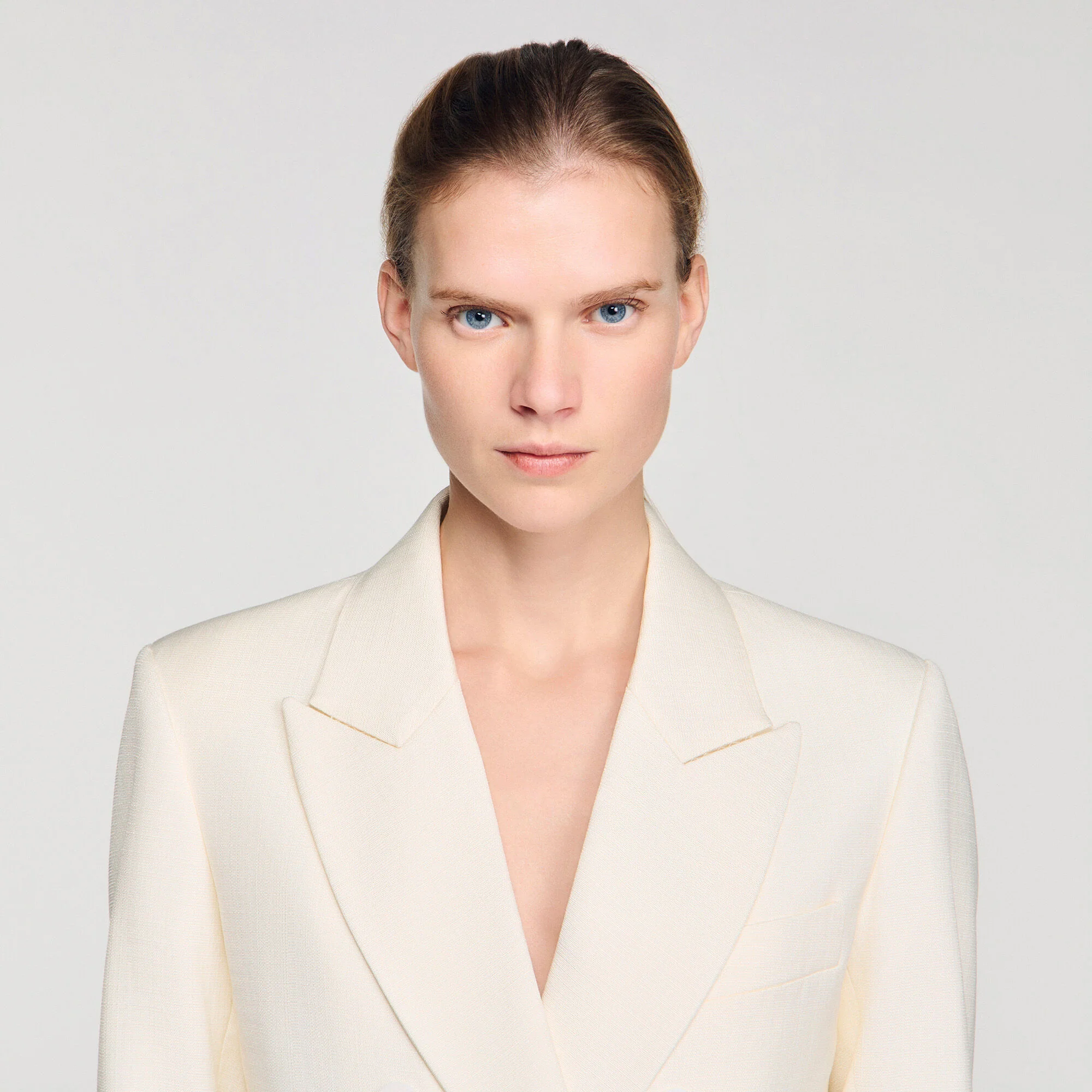 Tony Double-Breasted Suit Jacket Ecru - Image 3