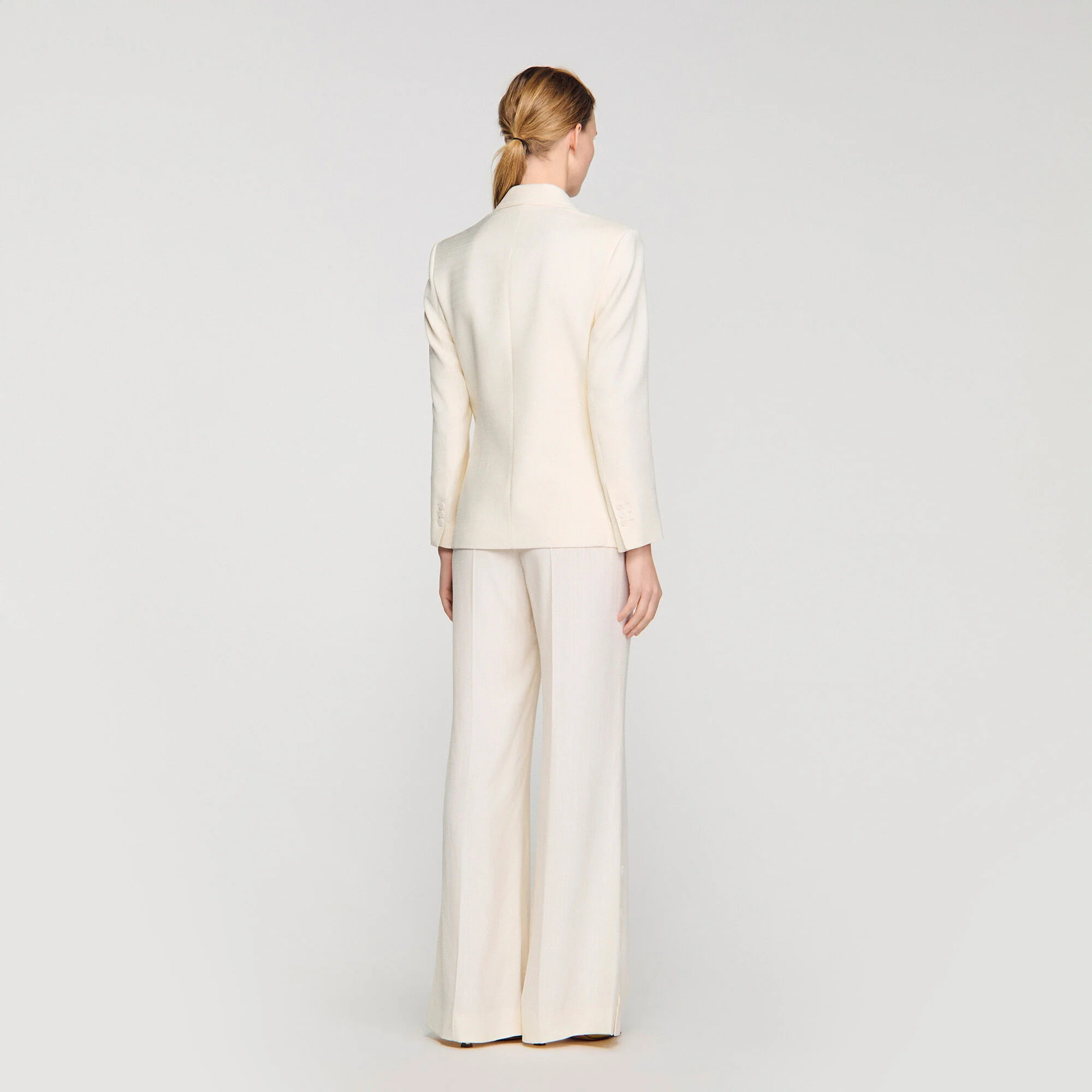 Tony Double-Breasted Suit Jacket Ecru - Image 5