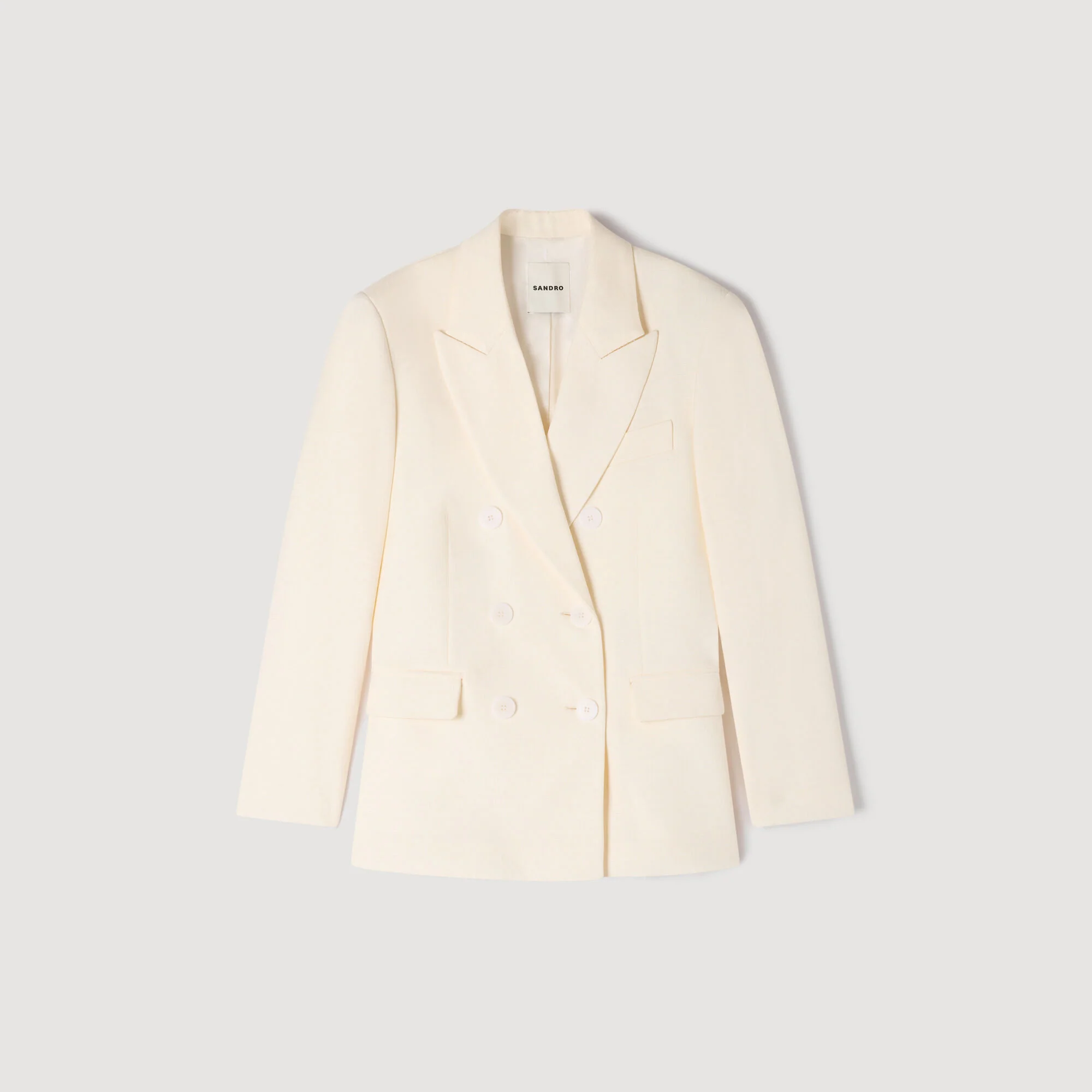 Tony Double-Breasted Suit Jacket Ecru - Image 6