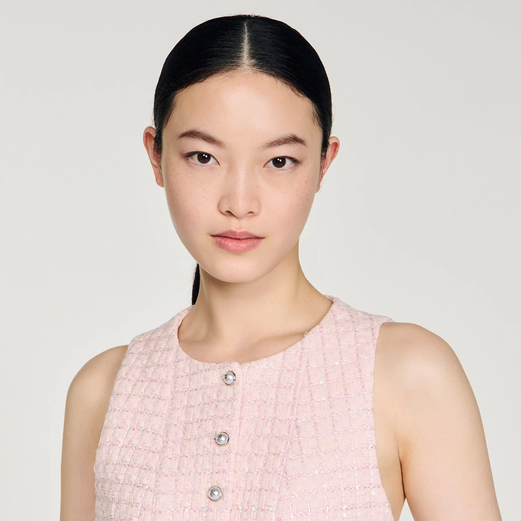 Demie Beaded Check Tweed Jacket Pink - Image 3