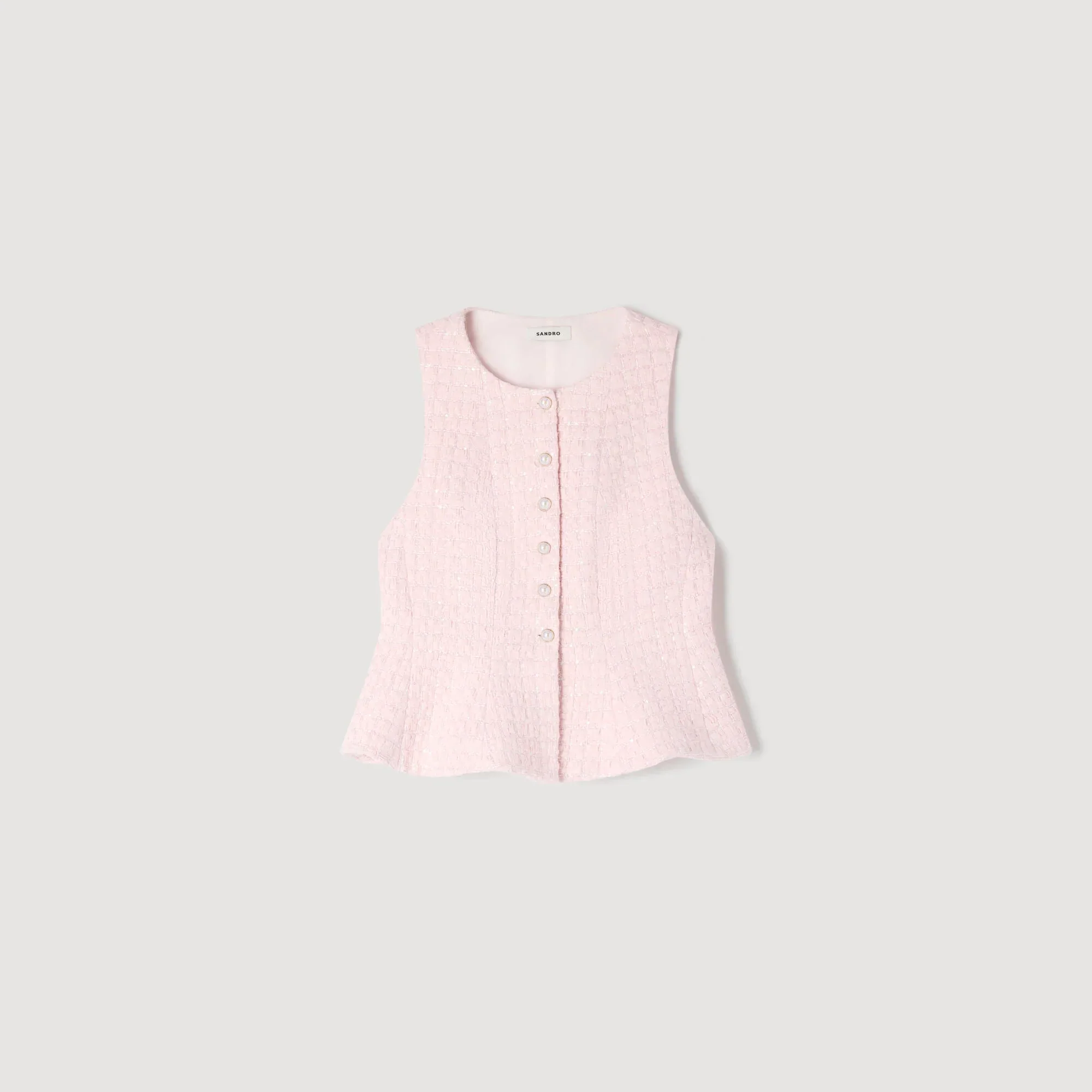 Demie Beaded Check Tweed Jacket Pink - Image 6