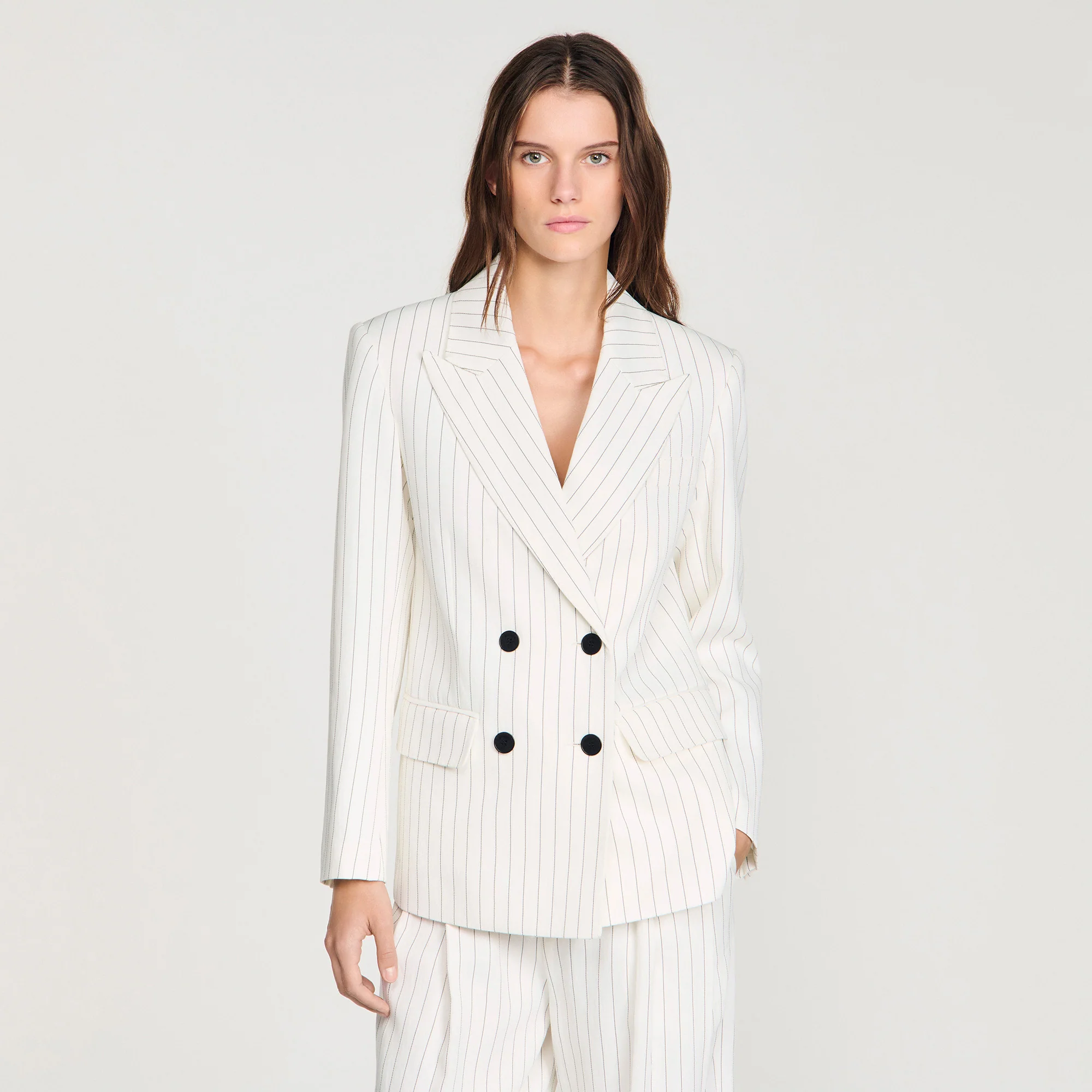 Hudson Striped Tailored Jacket Ecru / Black - Image 4