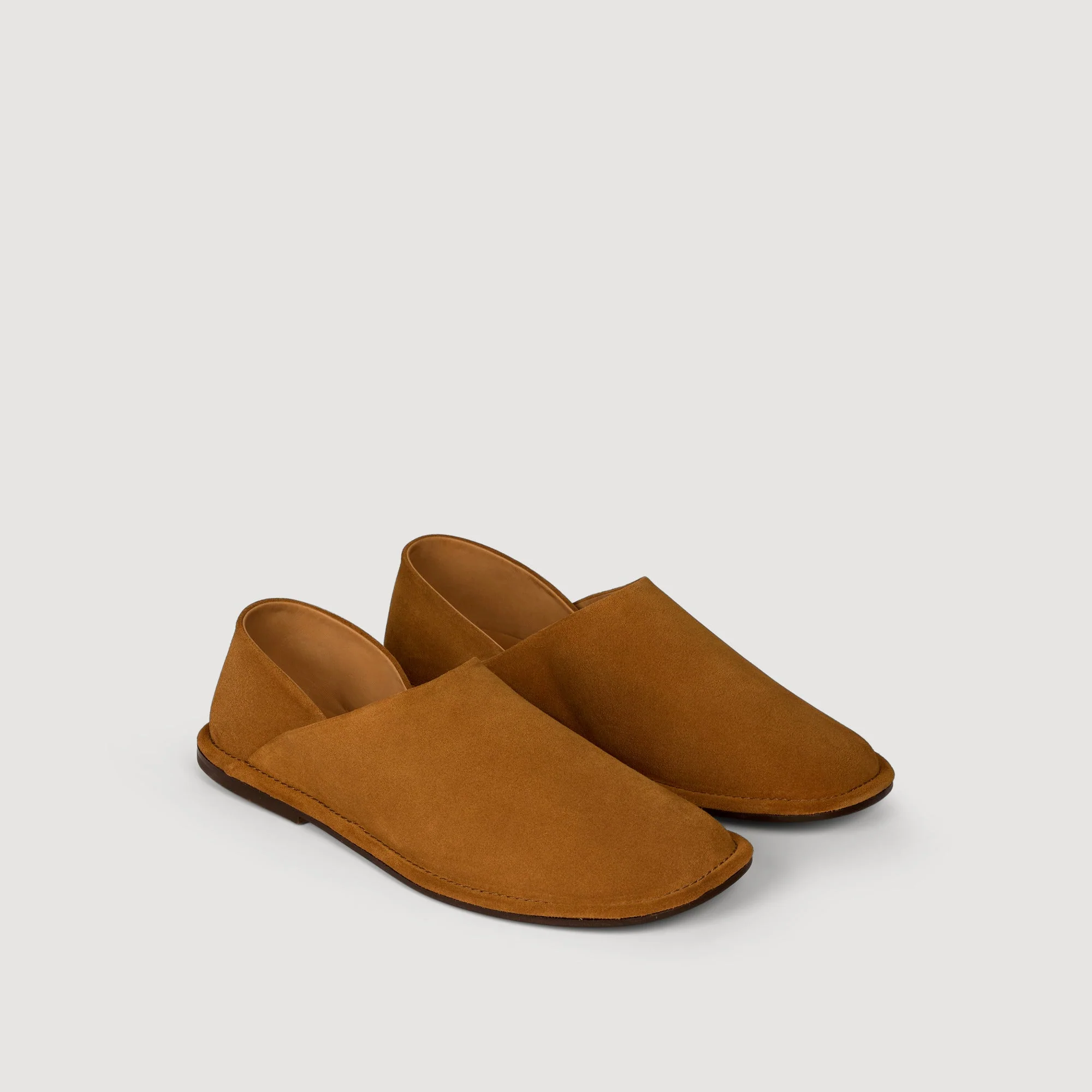 Suede Slipper Split Leather Slippers Cognac - Image 4