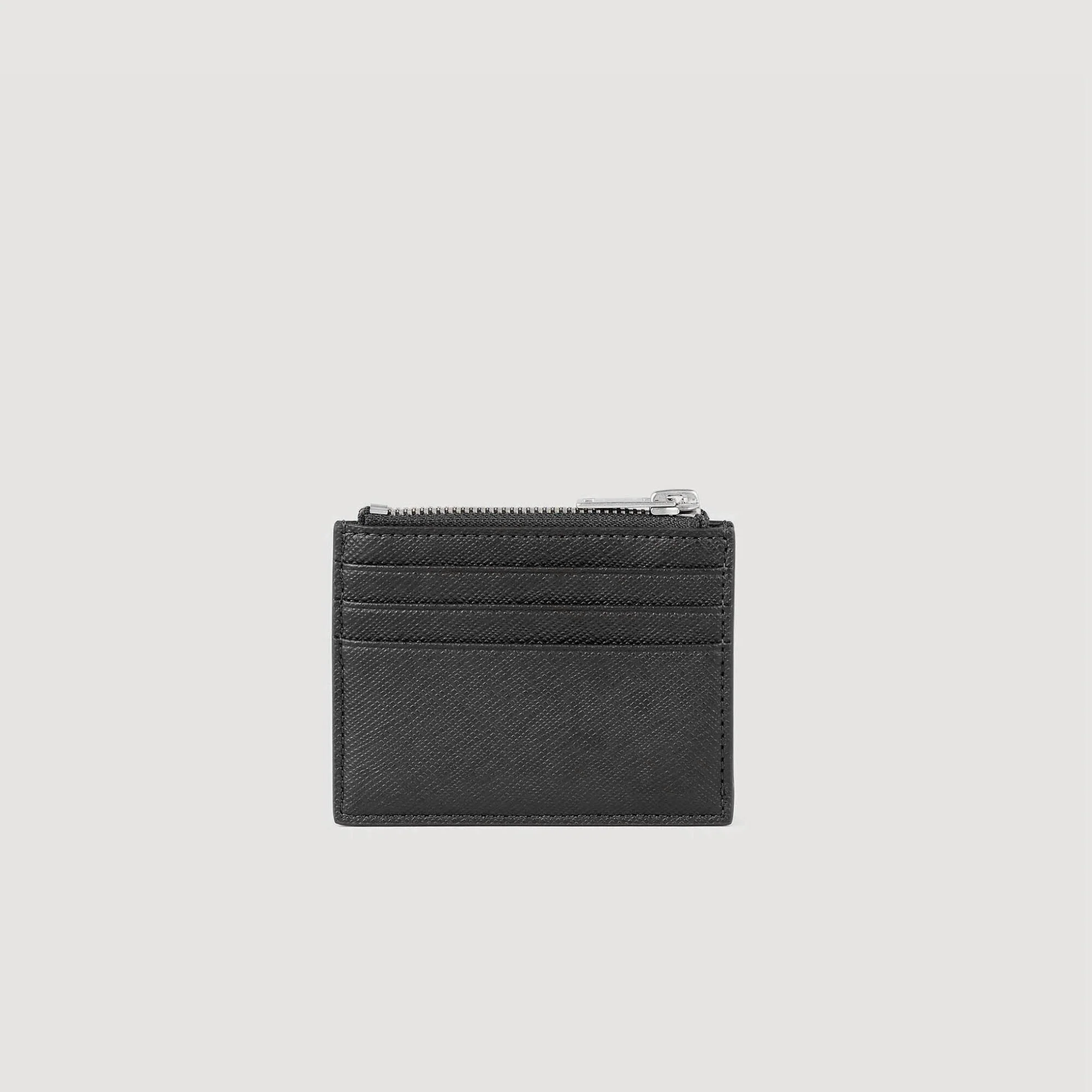 Zipper Leather Card Holder Black - Image 3