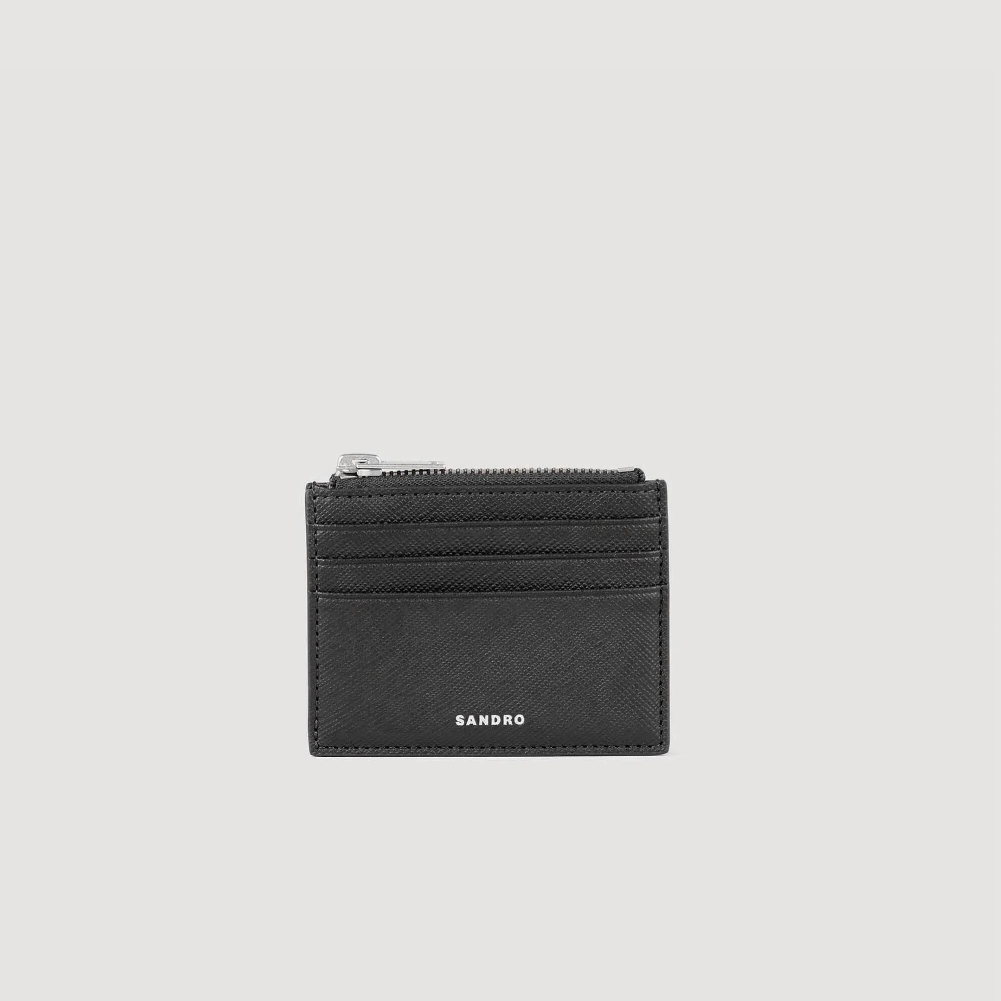 Zipper Leather Card Holder Black - Image 4