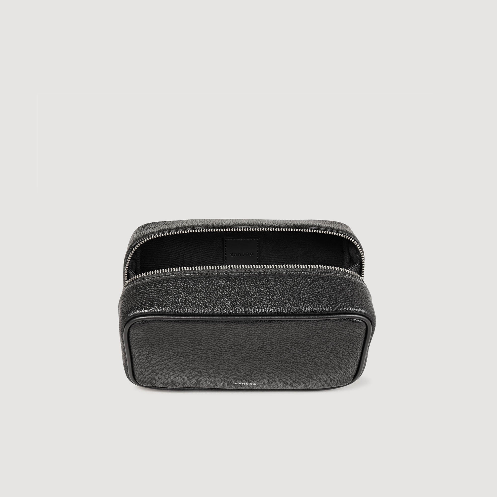 Wash New Toilet Bag In Grained Fabric Black - Image 3