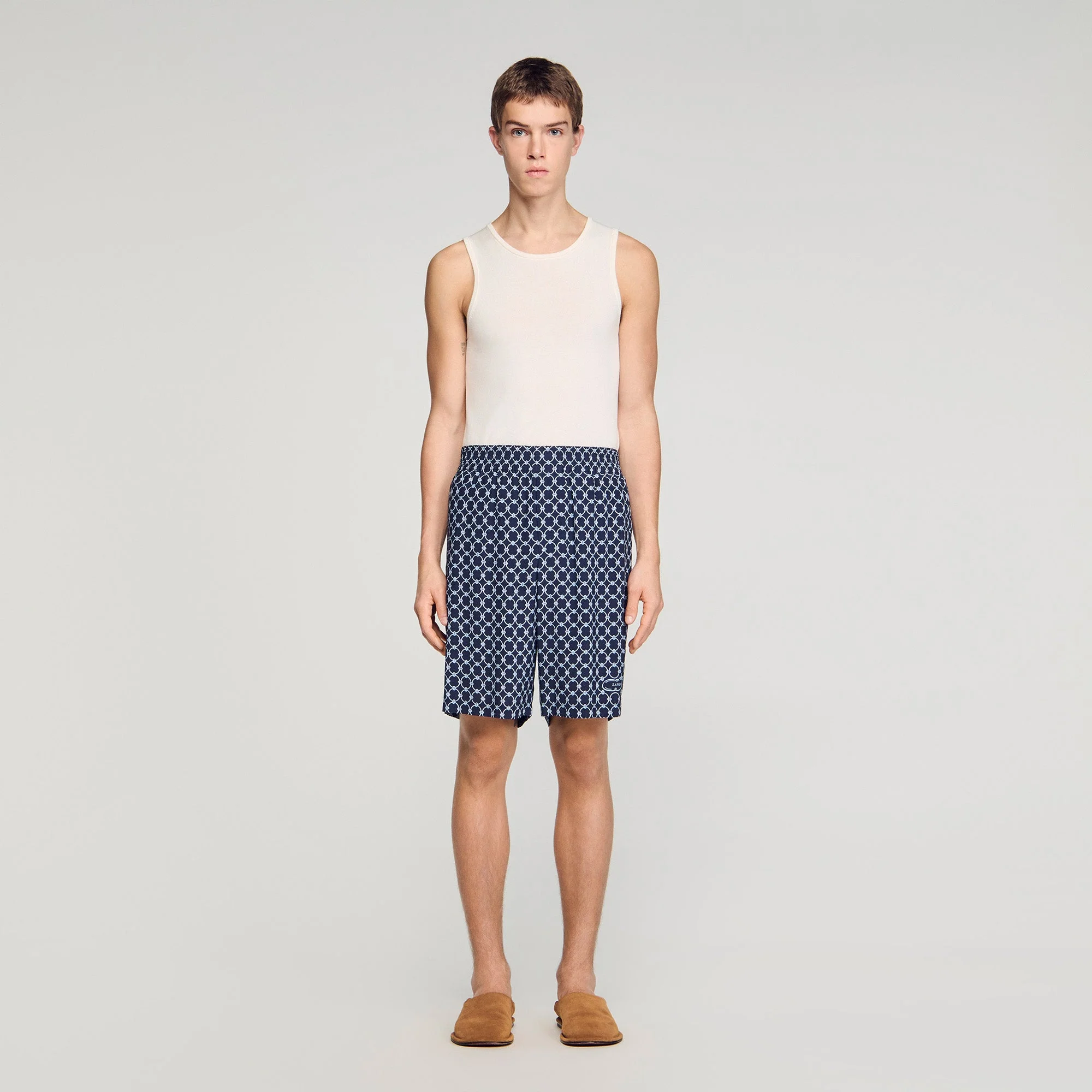 Catena Short Link Print Floaty Shorts Navy Blue - Image 2