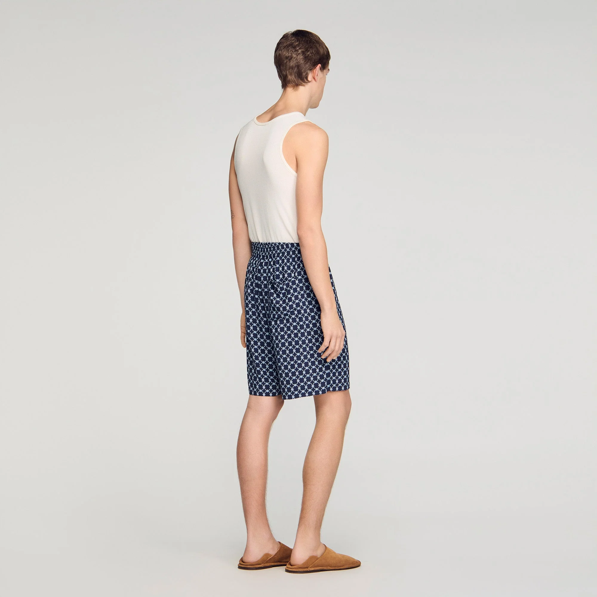 Catena Short Link Print Floaty Shorts Navy Blue - Image 5