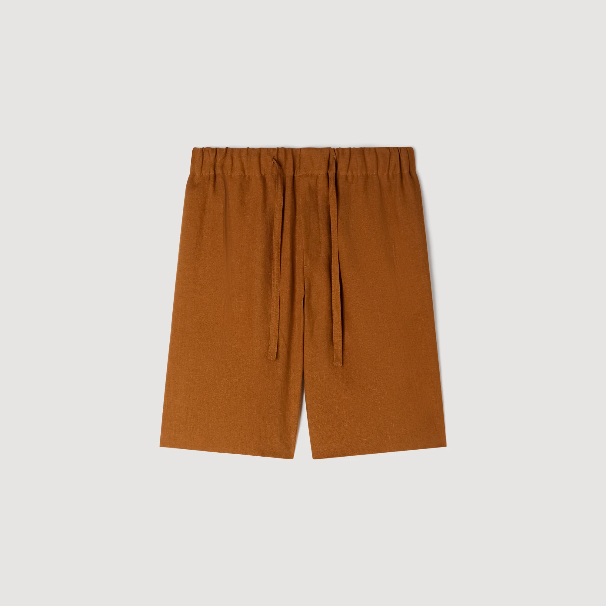 Linen Short Elastic Waist Linen Shorts Whisky - Image 6