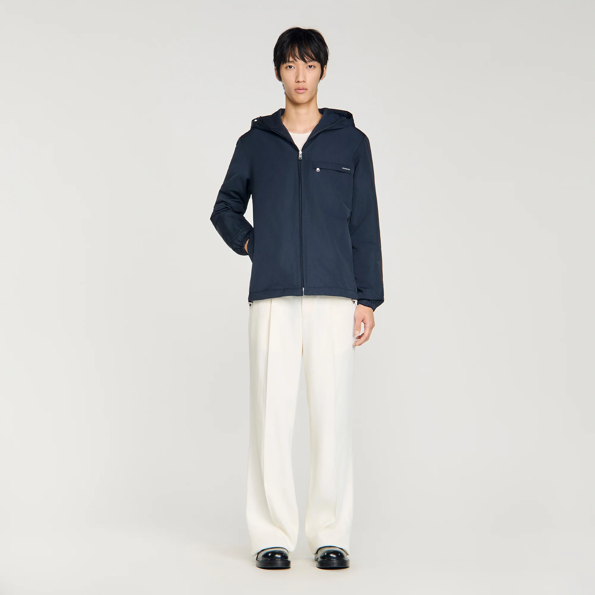 Windy Padded Nylon Windbreaker Navy Blue