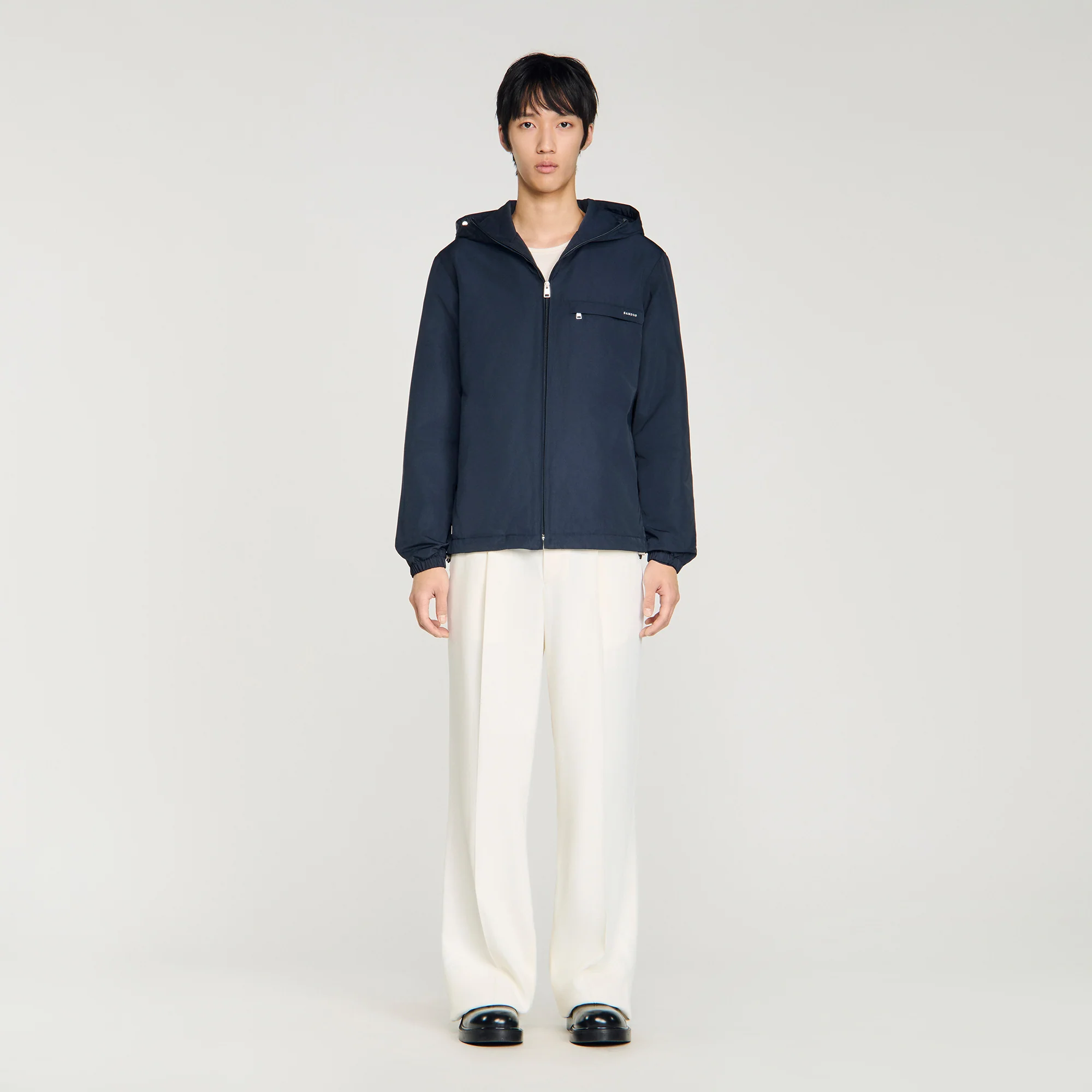 Windy Padded Nylon Windbreaker Navy Blue - Image 2