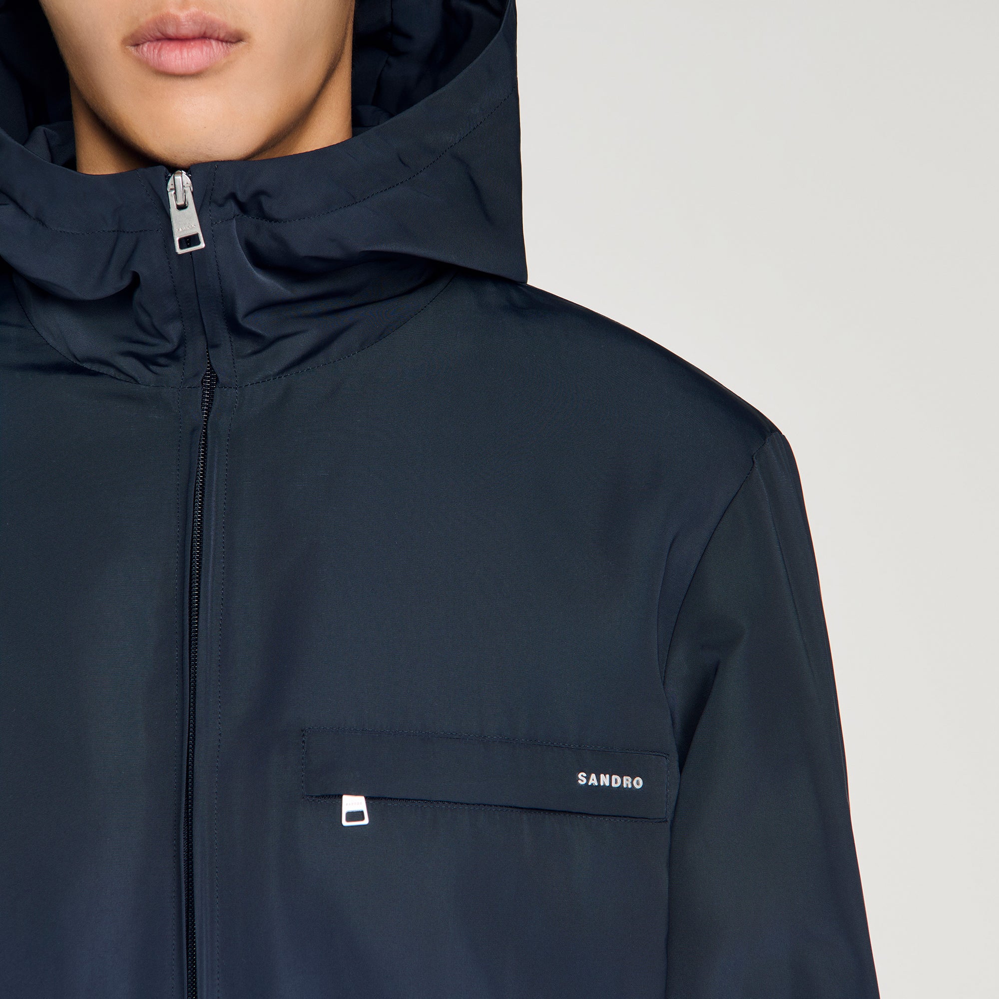 Windy Padded Nylon Windbreaker Navy Blue - Image 3