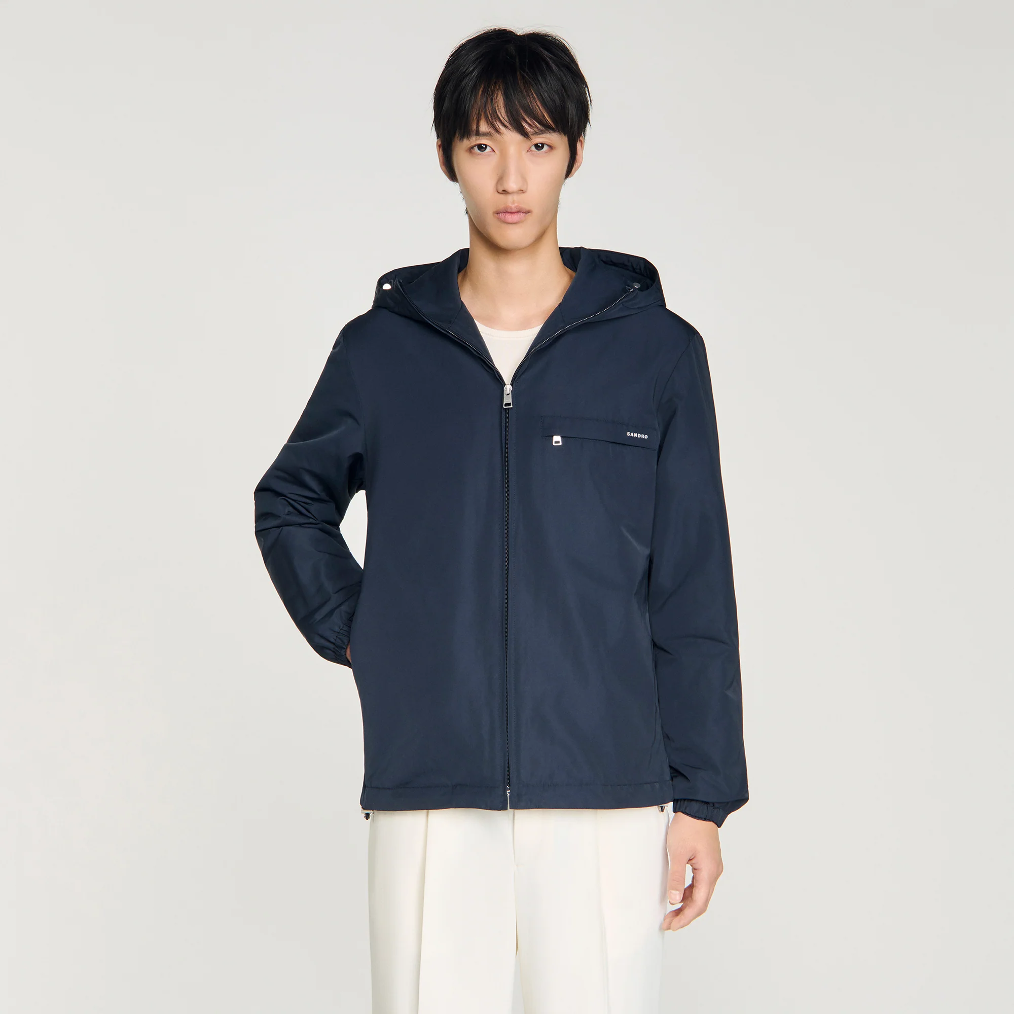 Windy Padded Nylon Windbreaker Navy Blue - Image 4