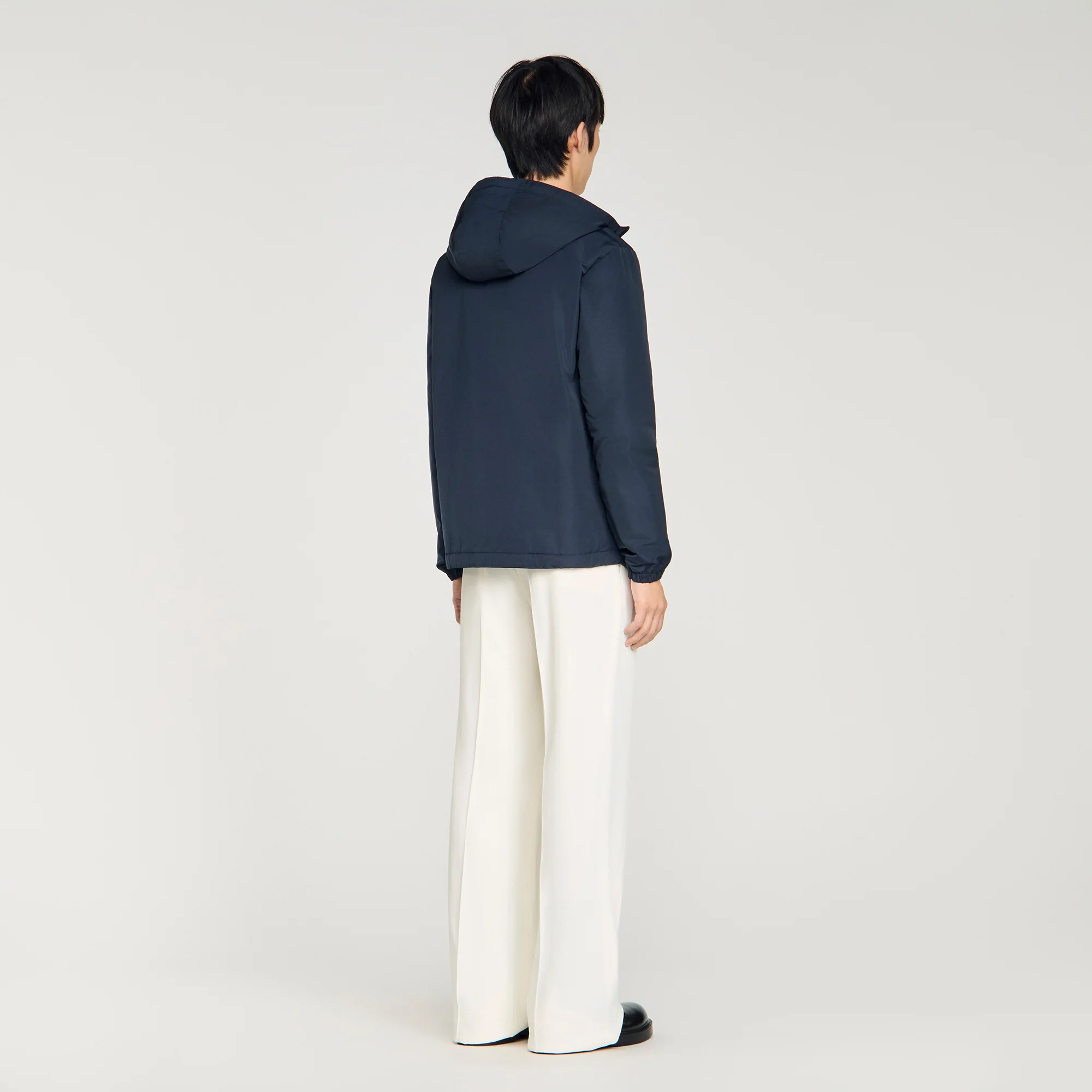 Windy Padded Nylon Windbreaker Navy Blue - Image 5