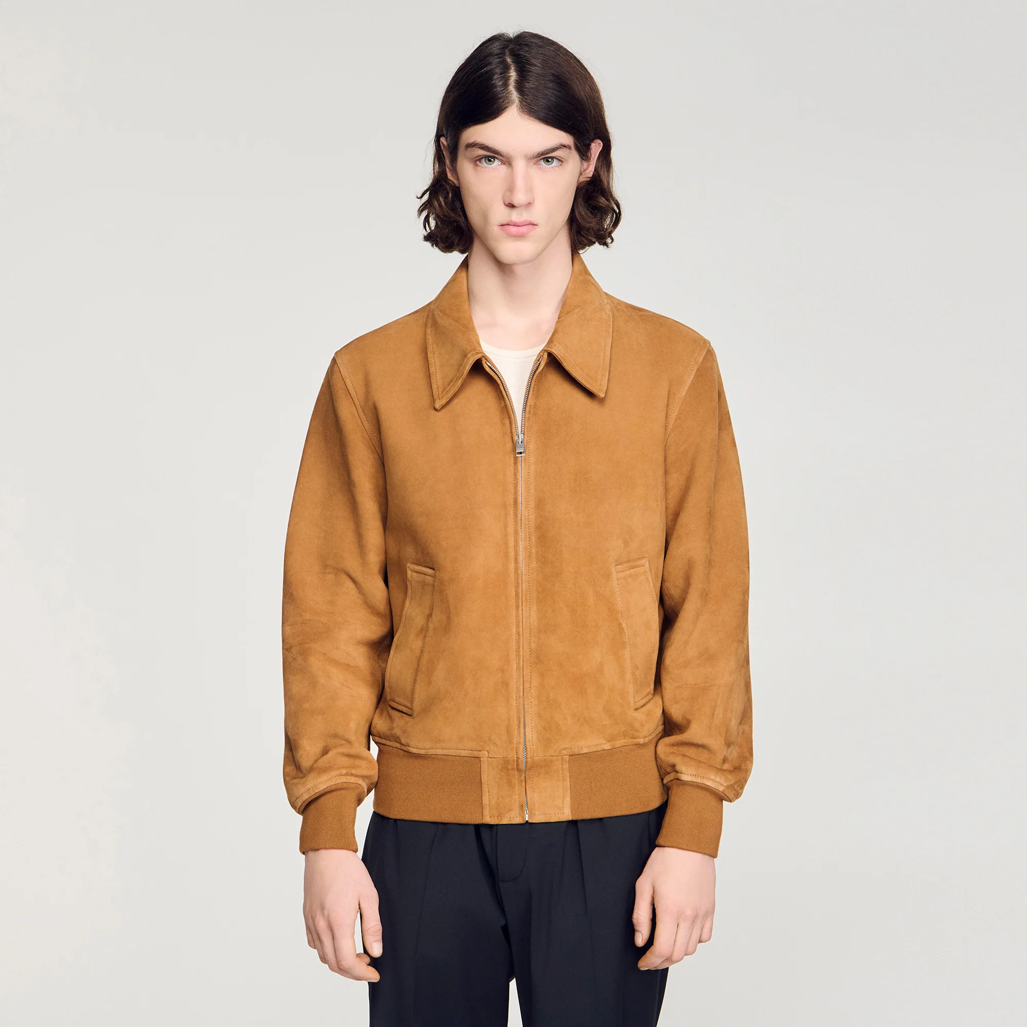 Thomas Jacket Nubuck Suede Leather Jacket Cognac - Image 4