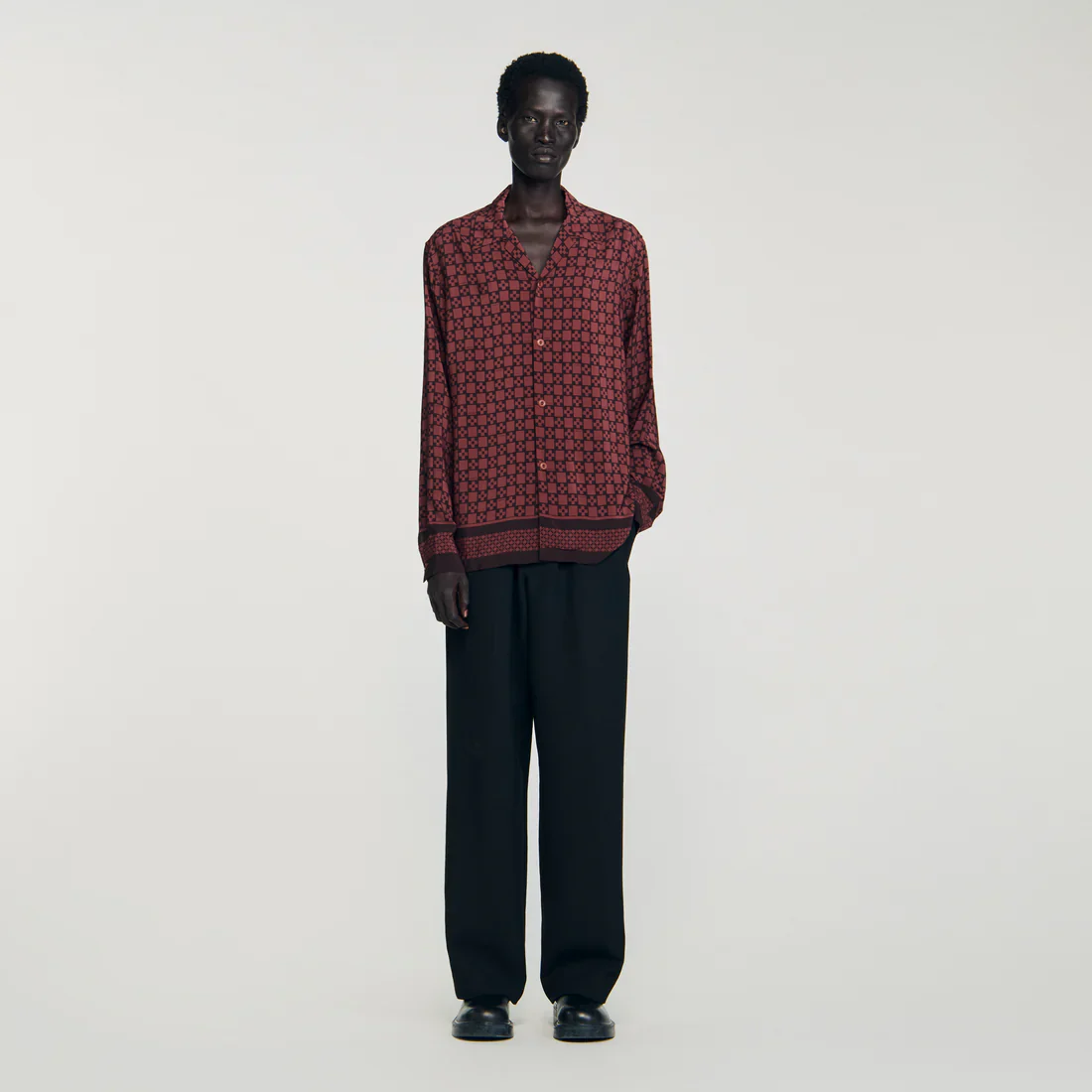 Square Cross Ml Printed Loose-Fit Shirt Cognac