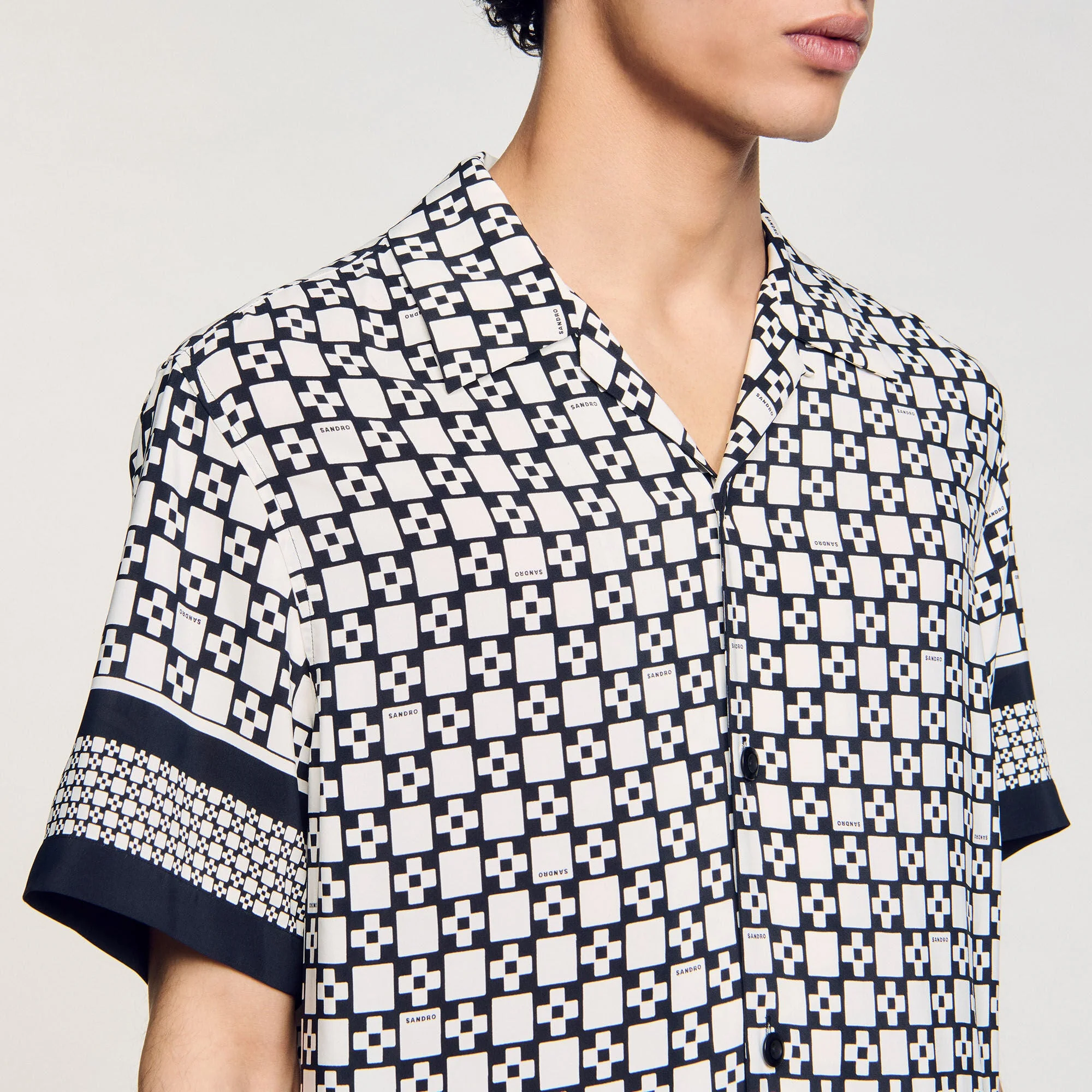 Cross Mc Square Cross Motif Flowing Blouse Black - Image 3
