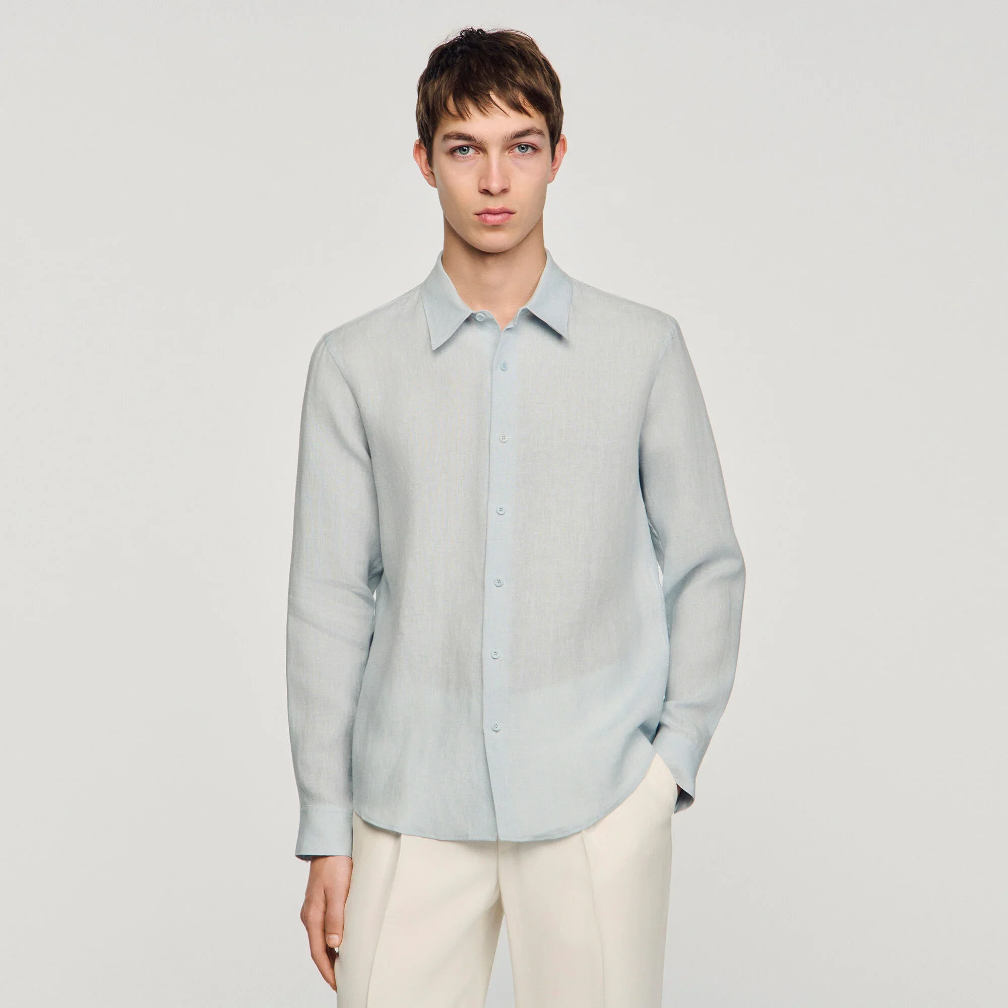 Linen Shirt Linen Shirt Sky Blue - Image 4