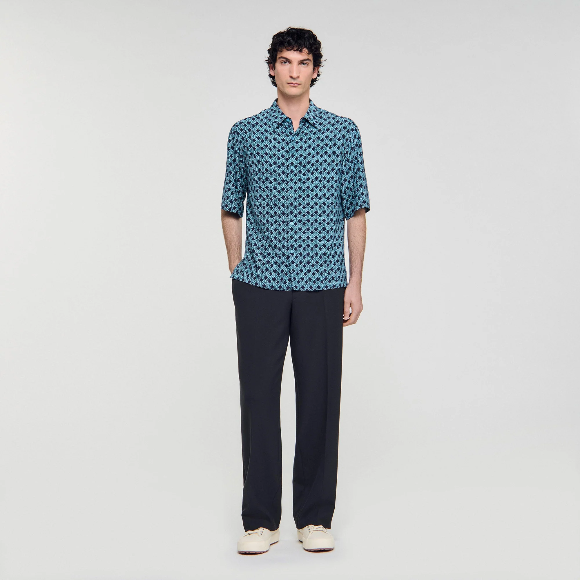 Small Rope Mc Rope Print Shirt Navy Blue