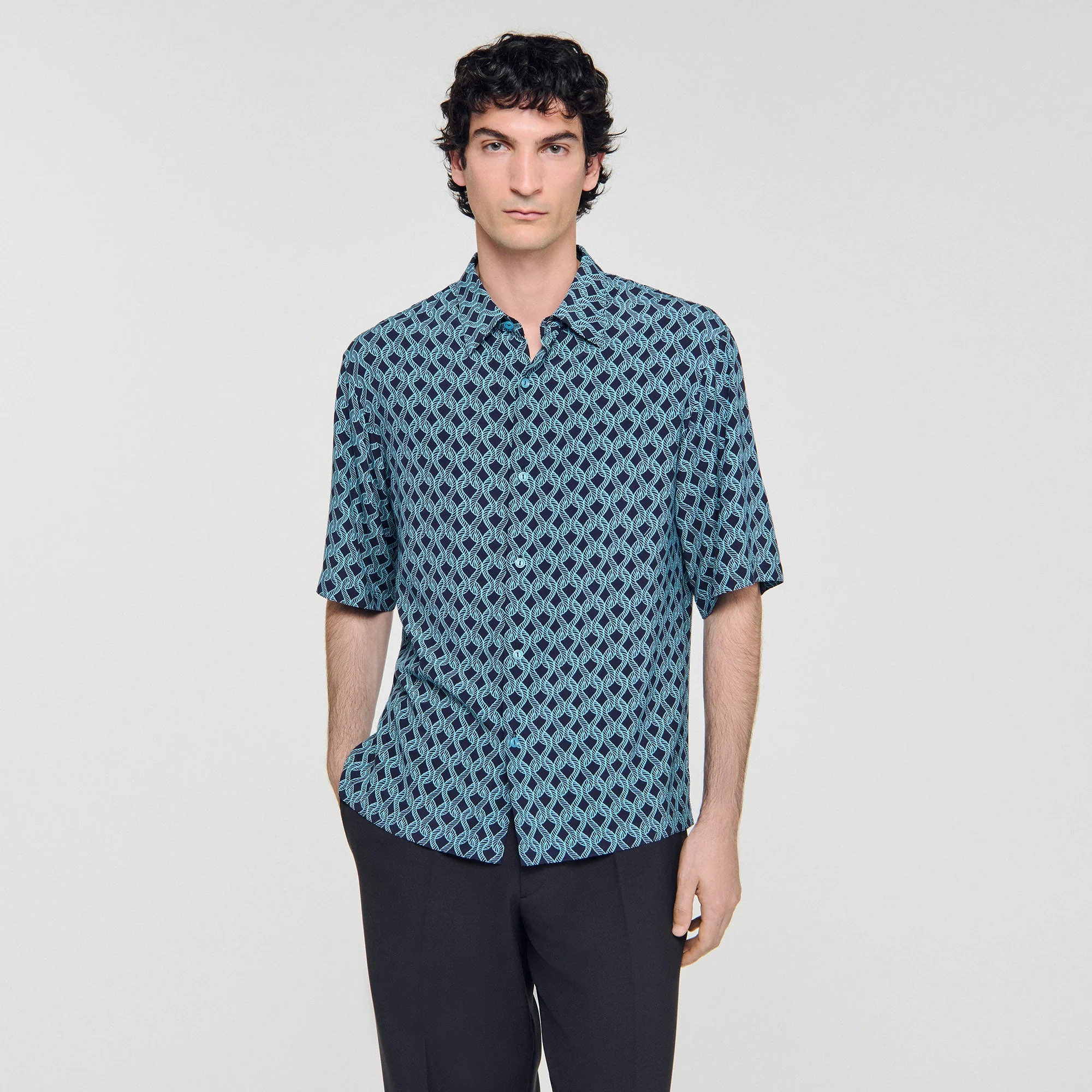 Small Rope Mc Rope Print Shirt Navy Blue - Image 2