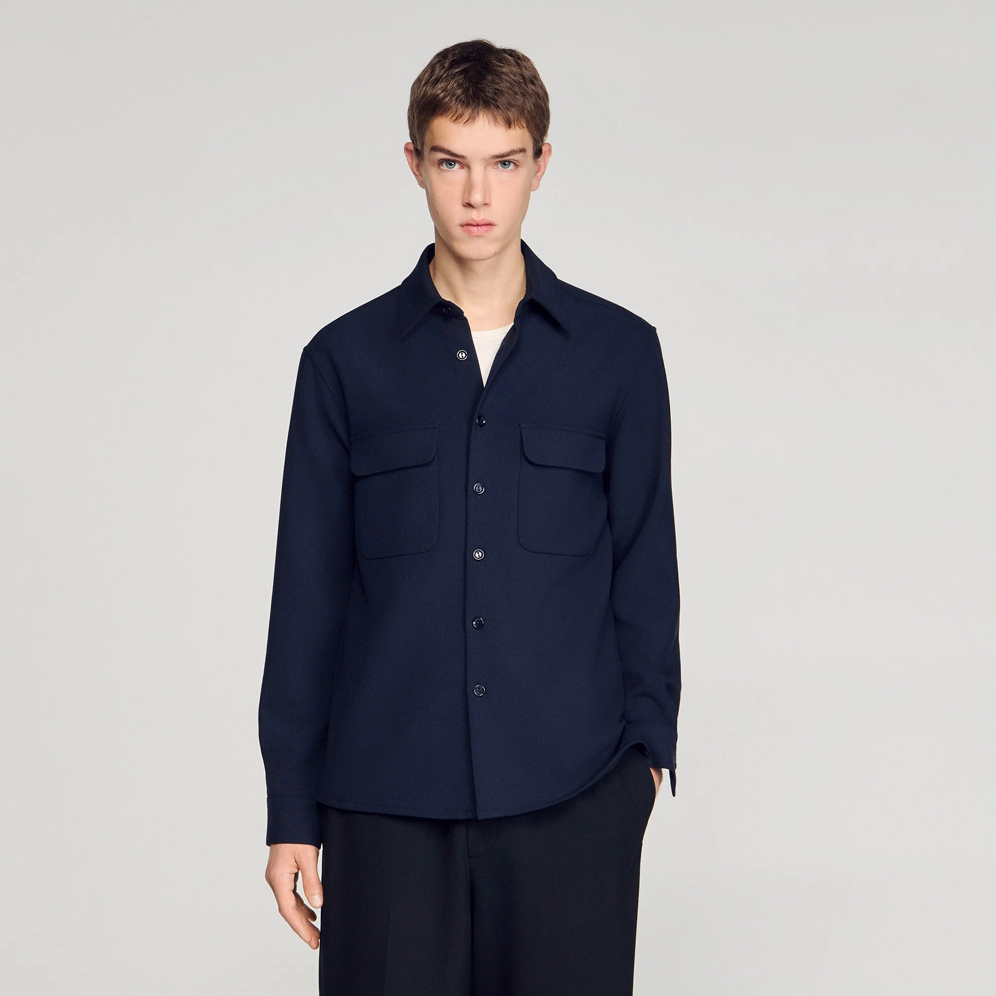 Joker Pocket Patch Pocket Shirt Navy Blue - Image 4