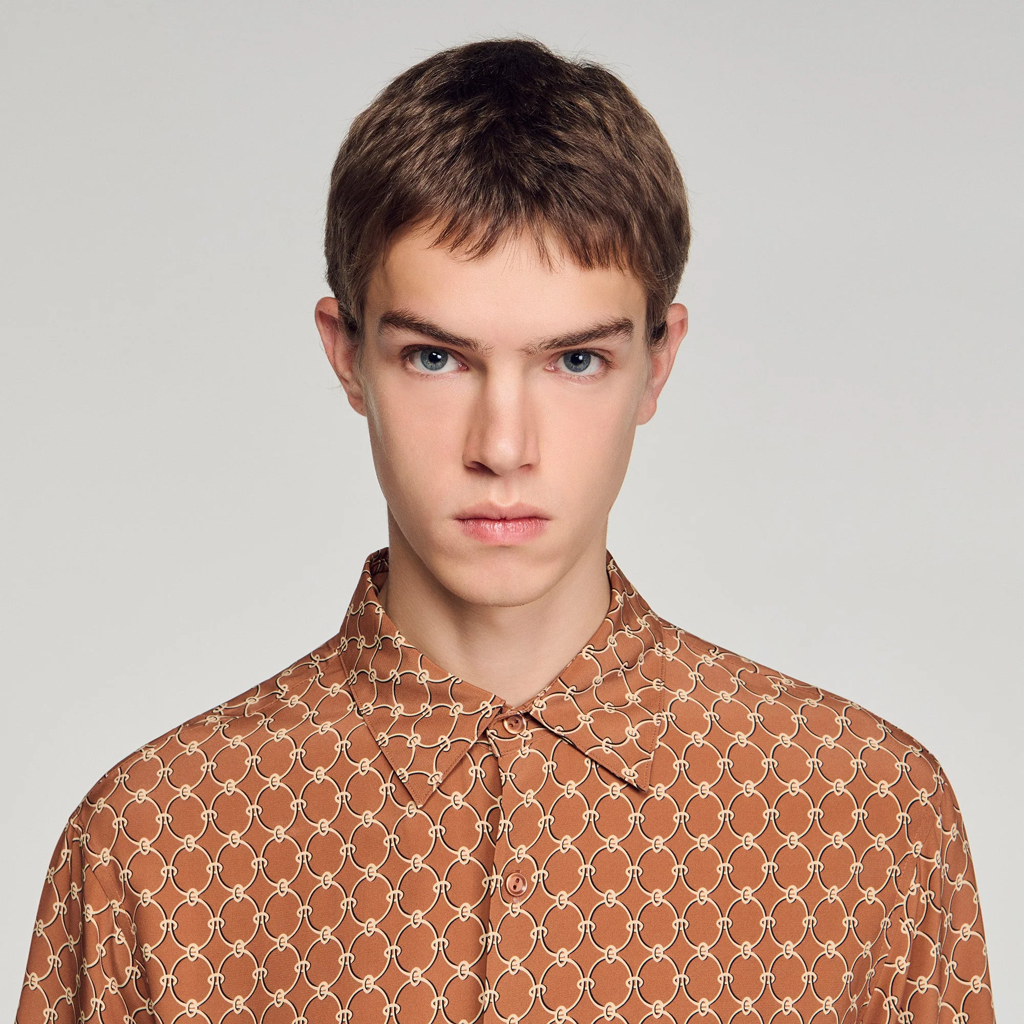 Catena Shirt Mc Link Print Loose-Fit Shirt Camel - Image 3