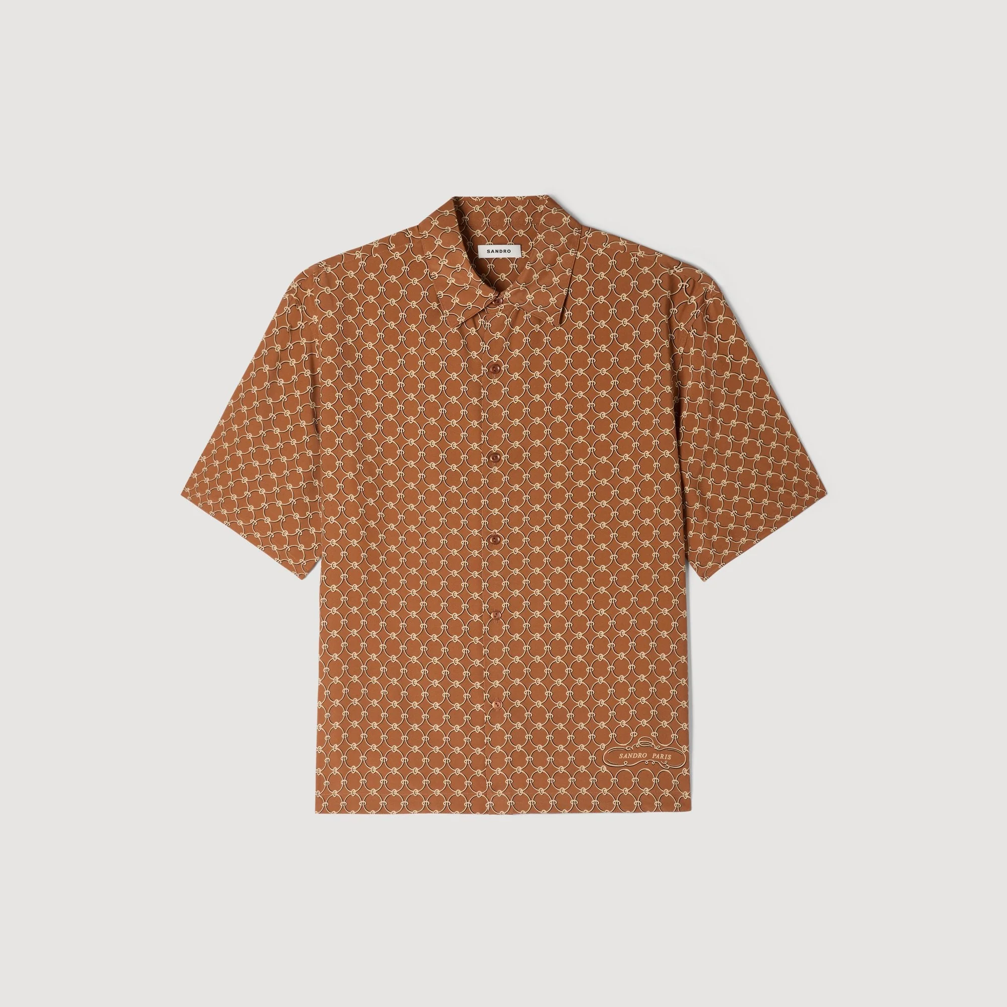 Catena Shirt Mc Link Print Loose-Fit Shirt Camel - Image 6