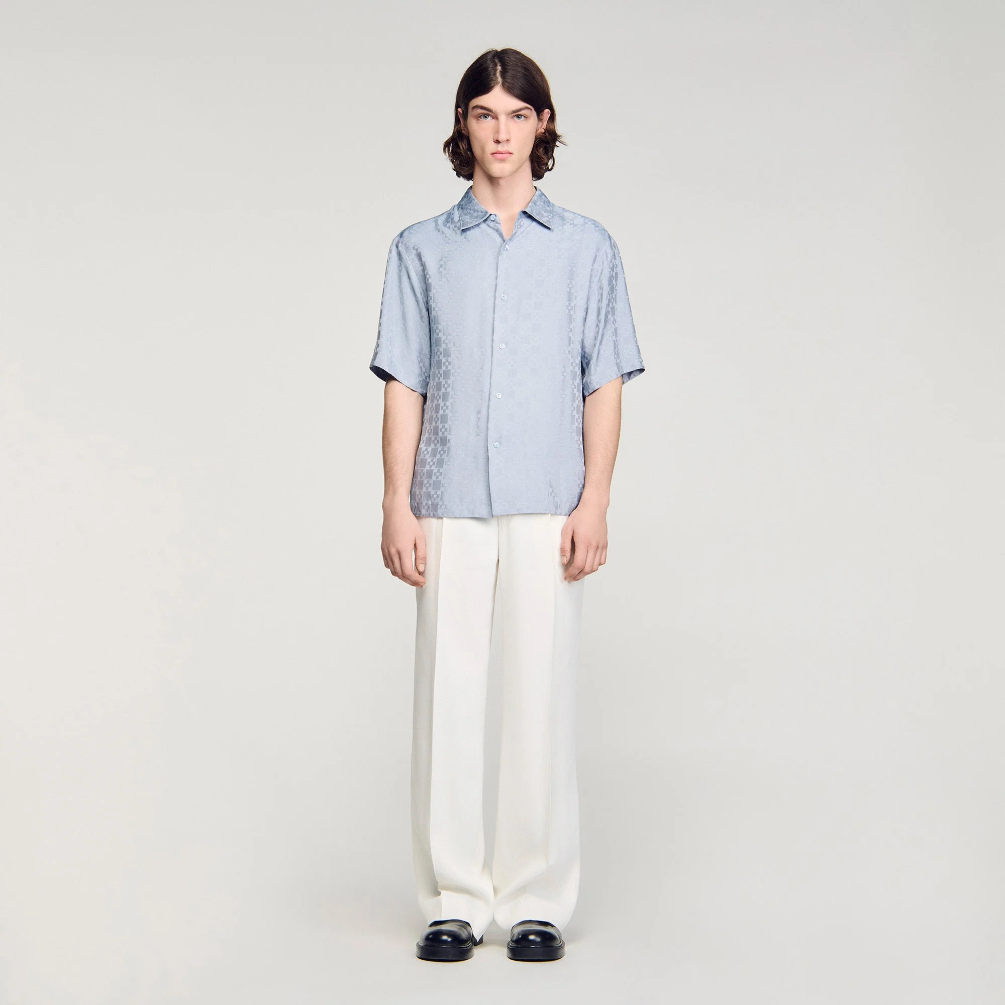Jacquard Cross Shirt Mc Square Cross Loose-Fit Shirt Chambray - Image 2