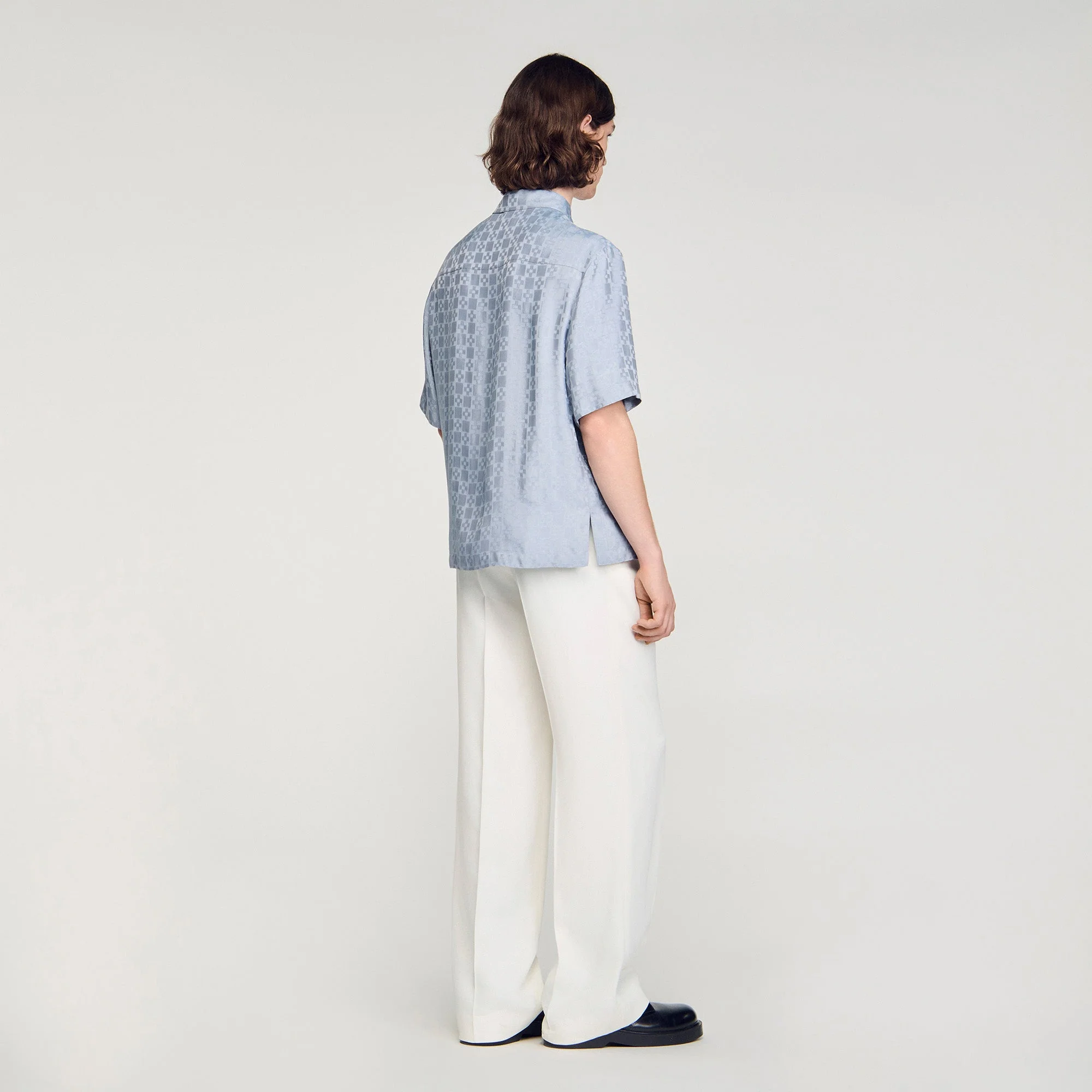 Jacquard Cross Shirt Mc Square Cross Loose-Fit Shirt Chambray - Image 3