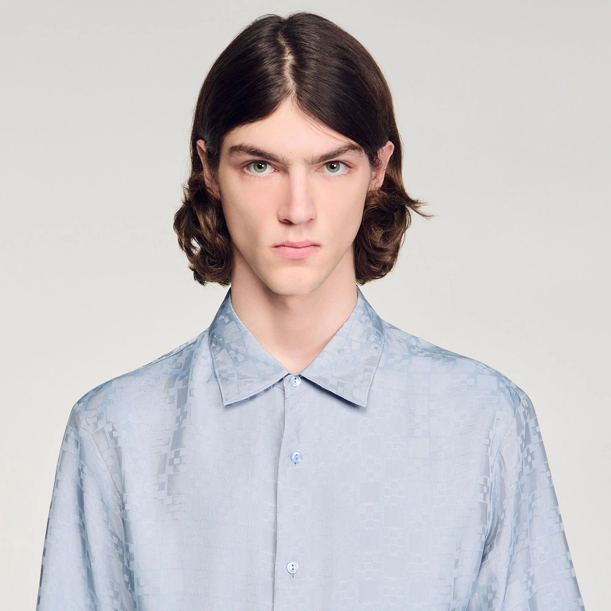 Jacquard Cross Shirt Mc Square Cross Loose-Fit Shirt Chambray - Image 4