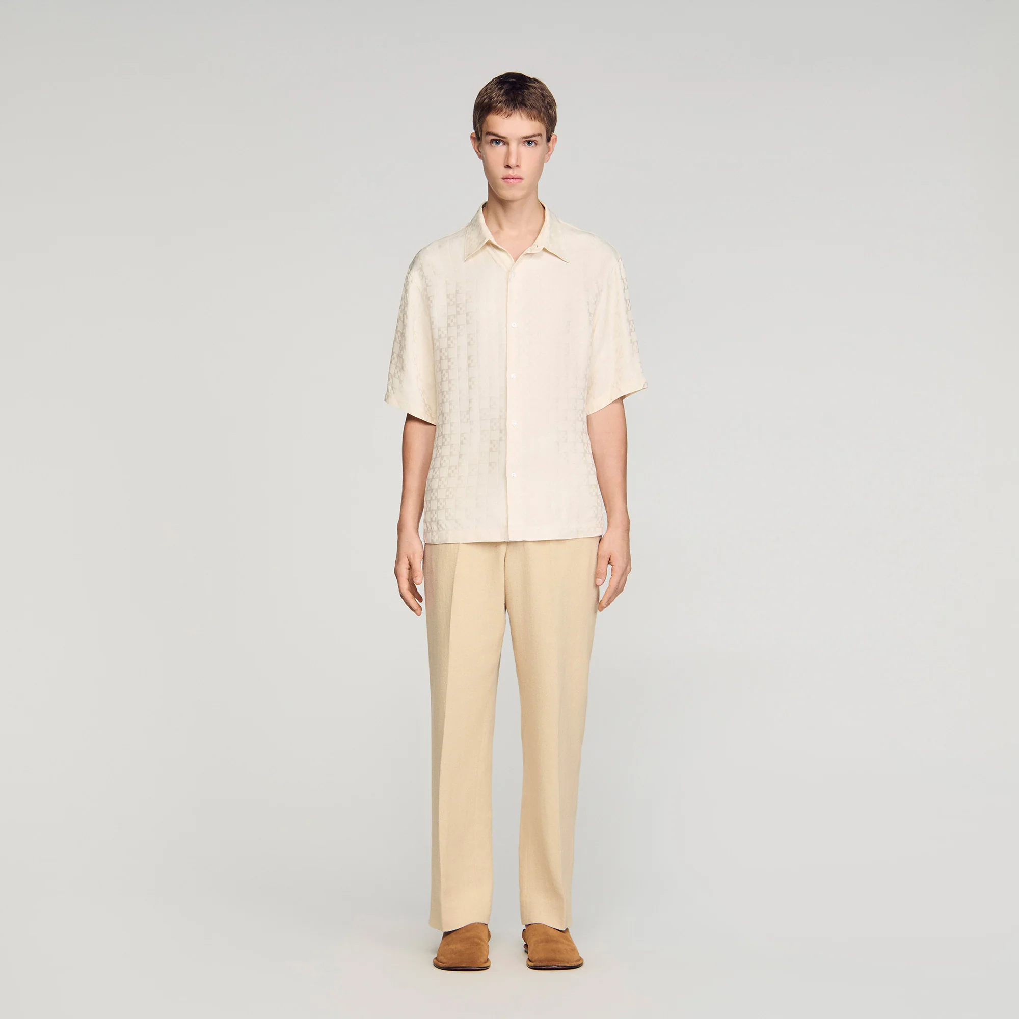 Jacquard Cross Shirt Mc Square Cross Loose-Fit Shirt White - Image 2