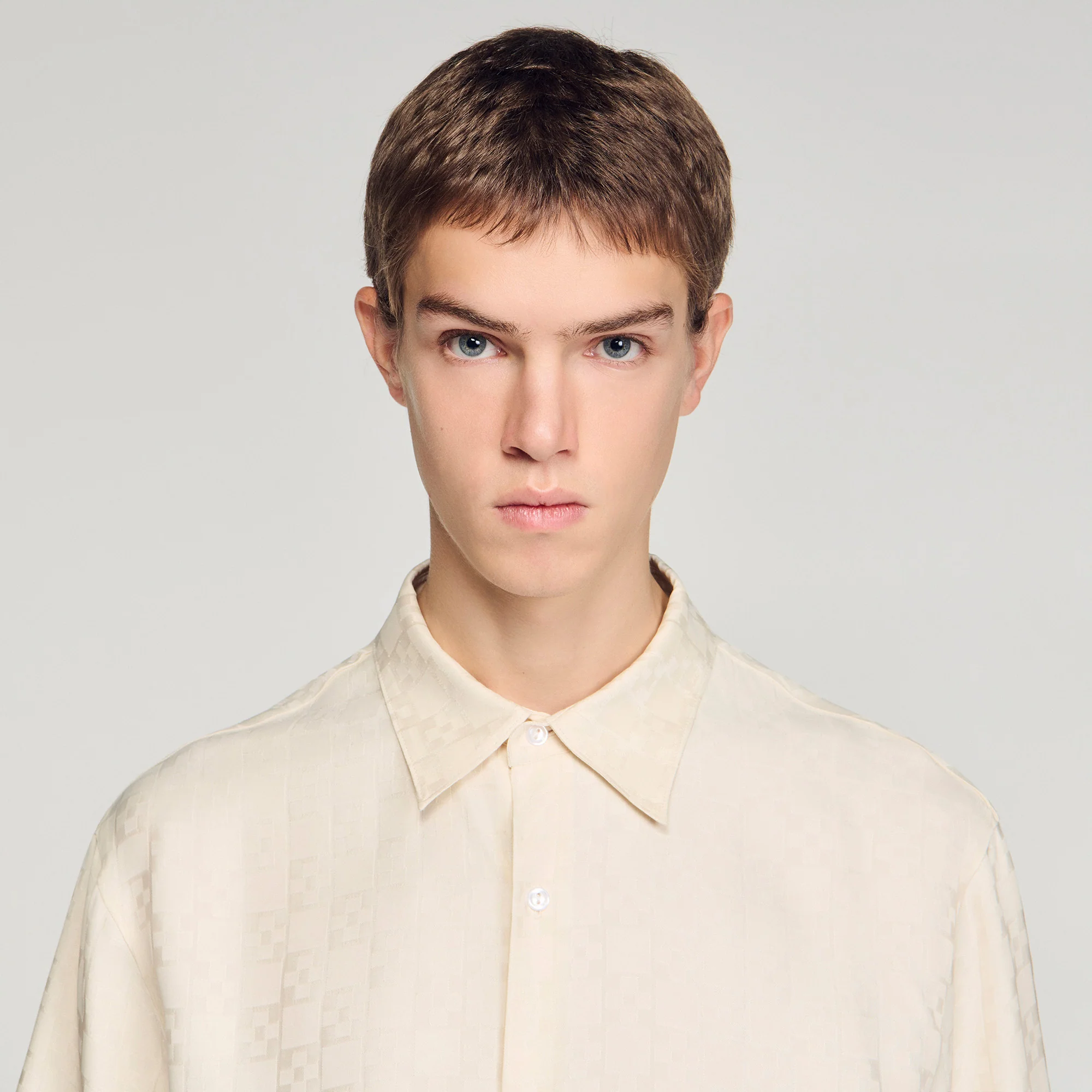 Jacquard Cross Shirt Mc Square Cross Loose-Fit Shirt White - Image 3
