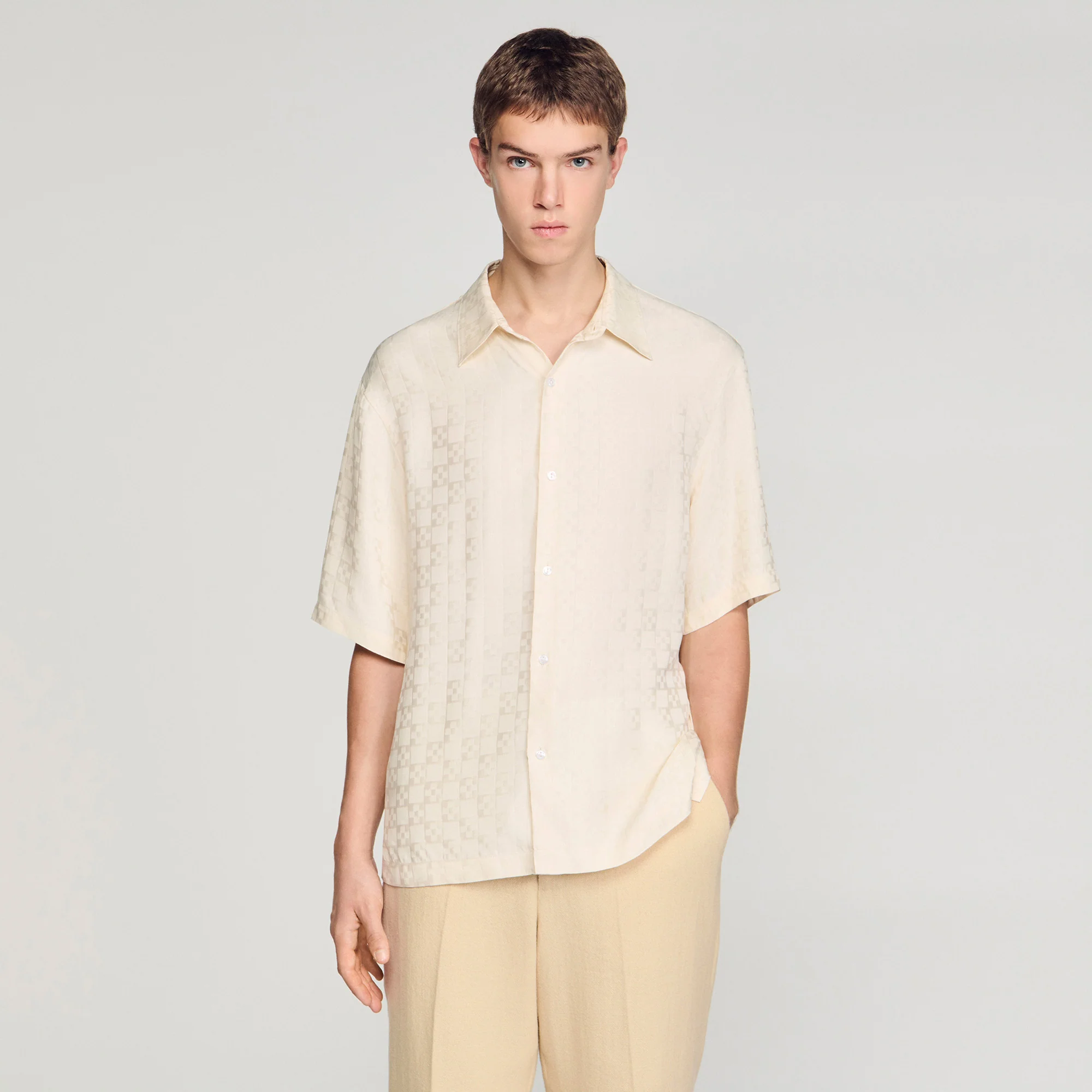 Jacquard Cross Shirt Mc Square Cross Loose-Fit Shirt White - Image 4
