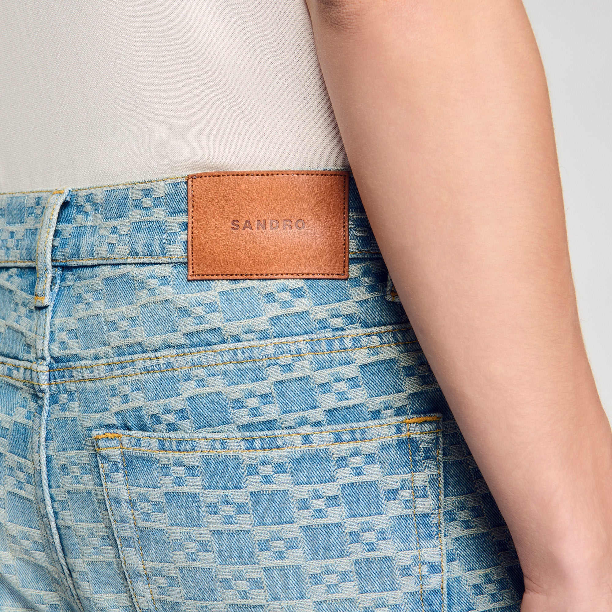 Regular Sanded Cross Regular-Fit Square Cross Jeans Sky Blue - Image 3