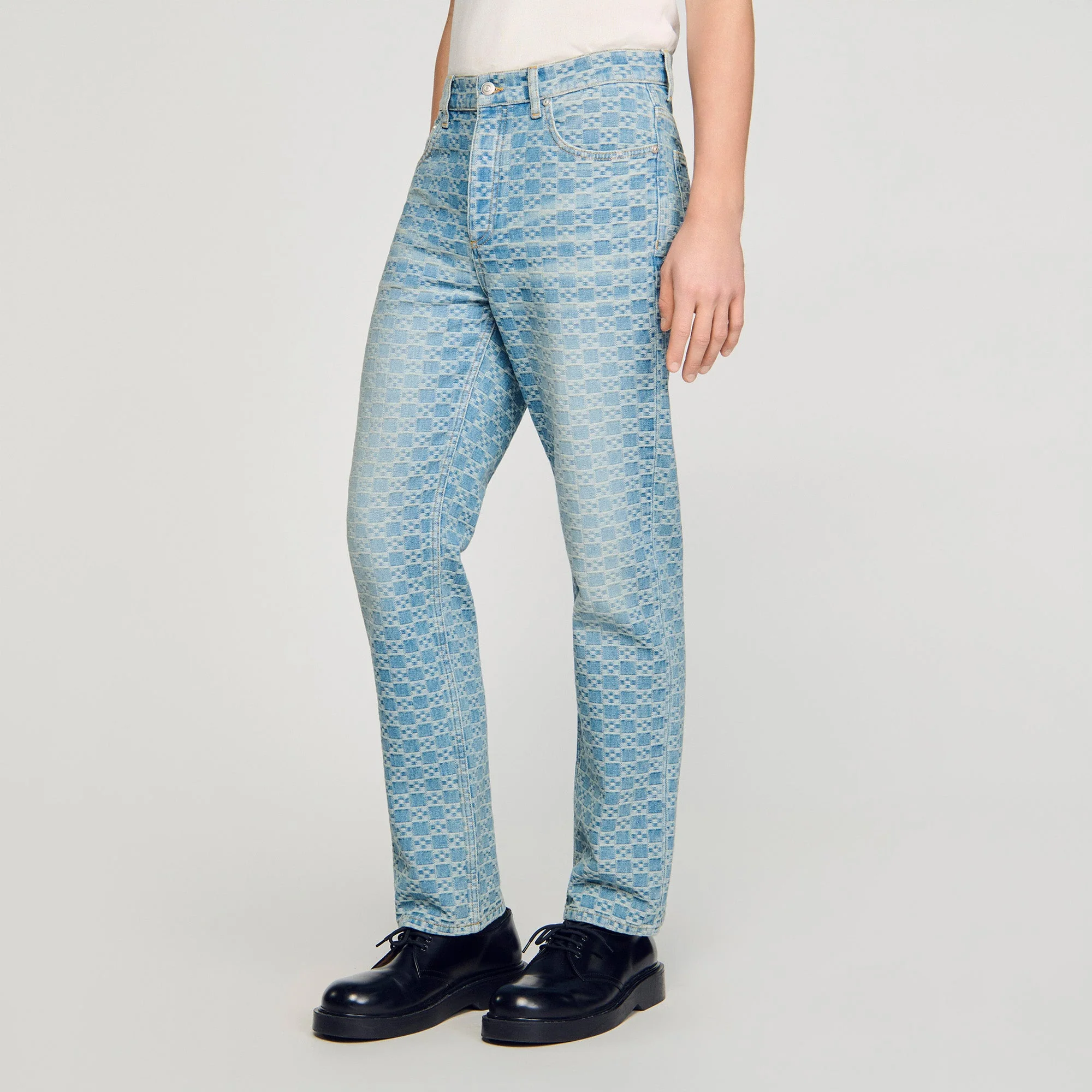 Regular Sanded Cross Regular-Fit Square Cross Jeans Sky Blue - Image 4