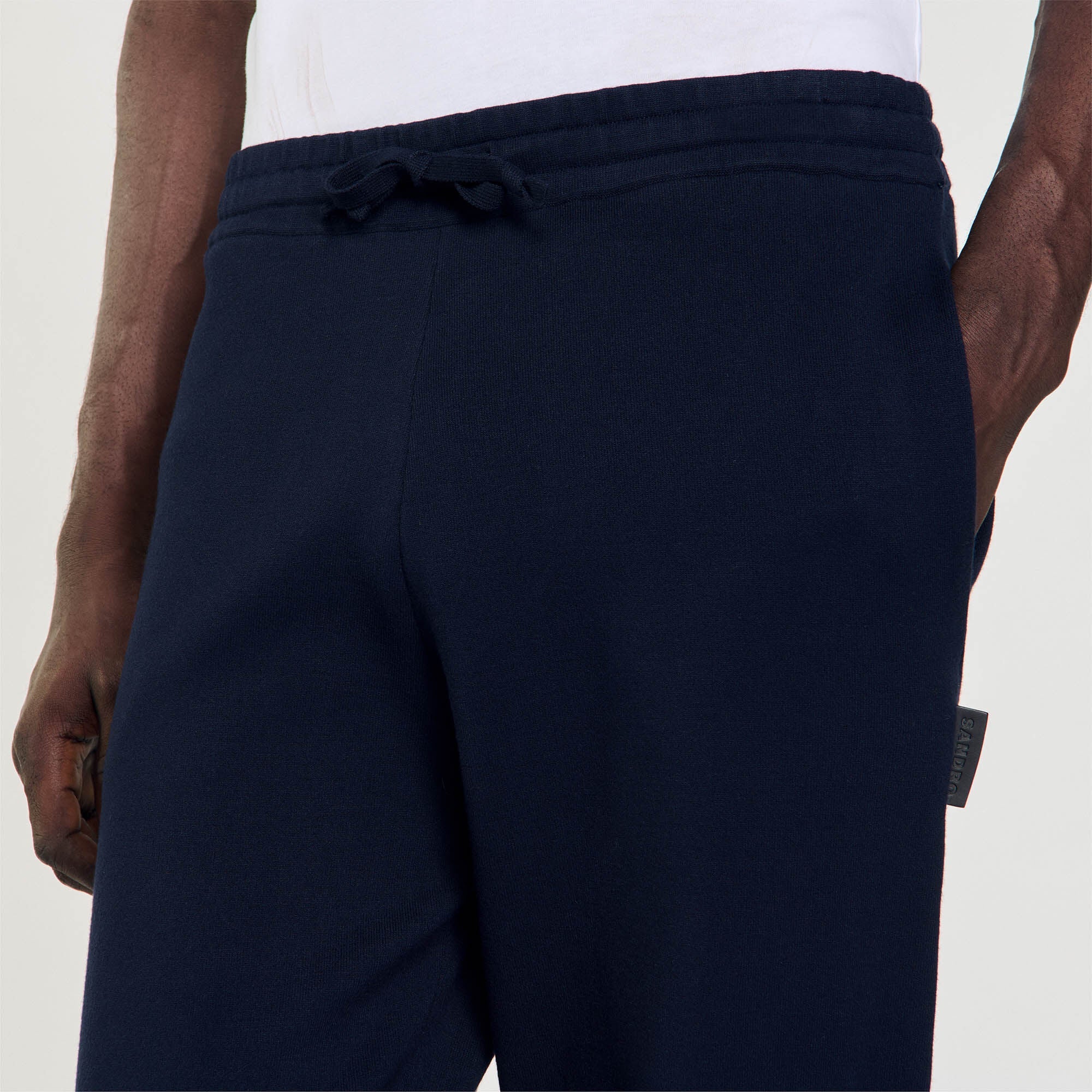 Home Jogging Patch En Cuir Knit Jogging Bottoms Navy Blue - Image 3