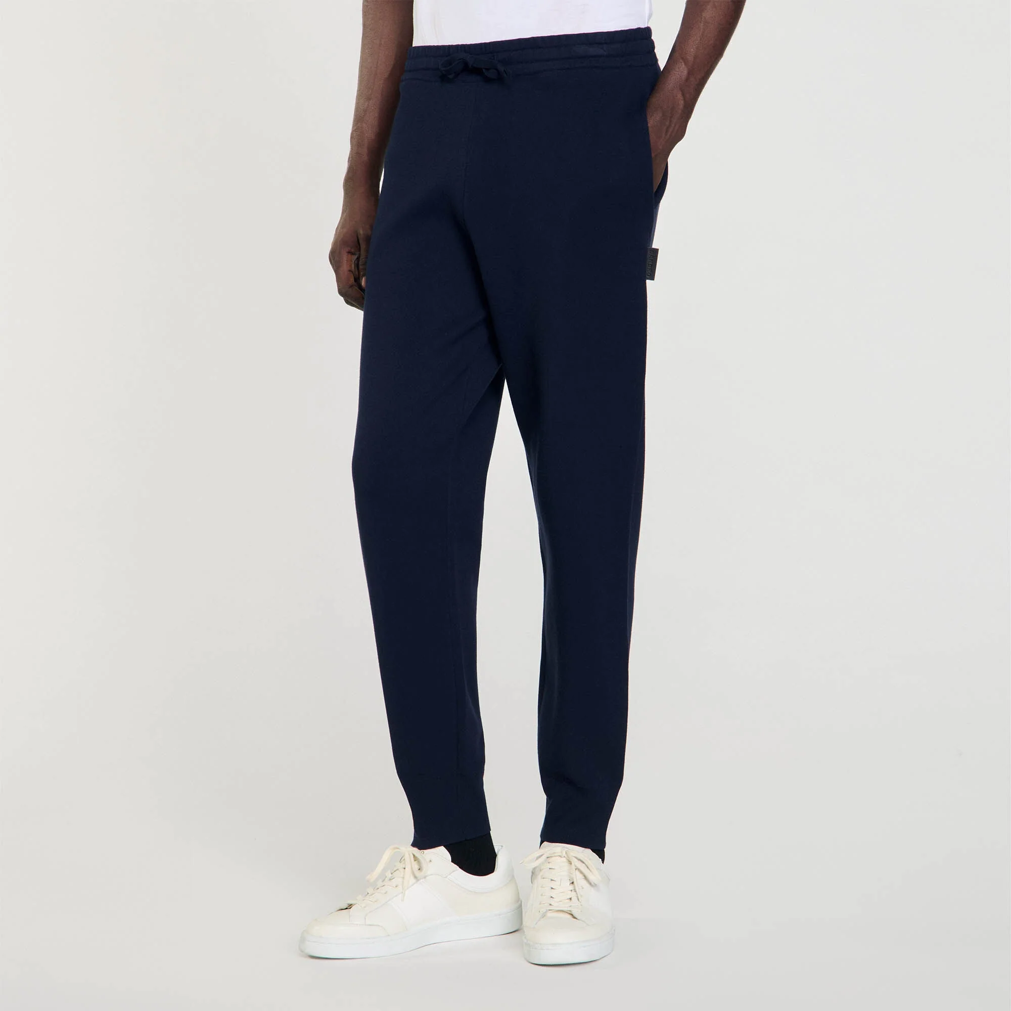 Home Jogging Patch En Cuir Knit Jogging Bottoms Navy Blue - Image 4
