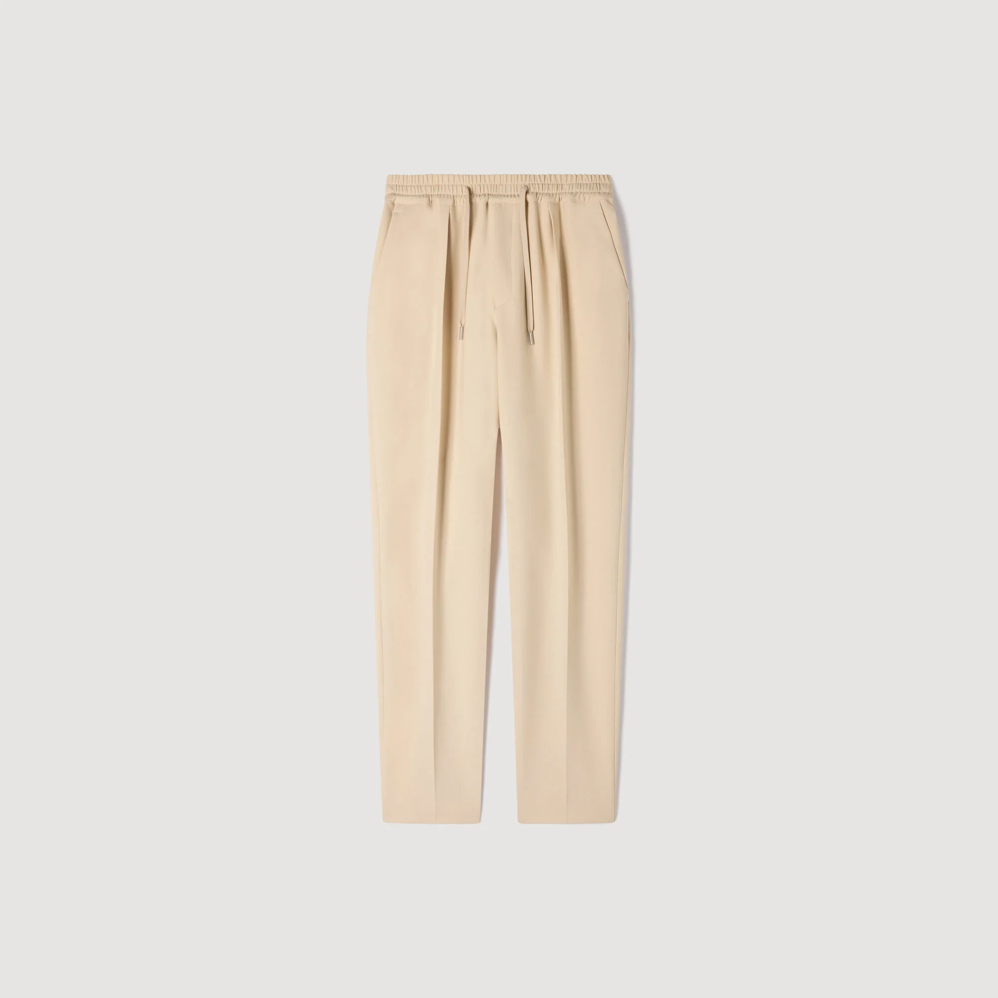 Jersey Pli Elasticated Straight-Leg Trousers Oats - Image 6