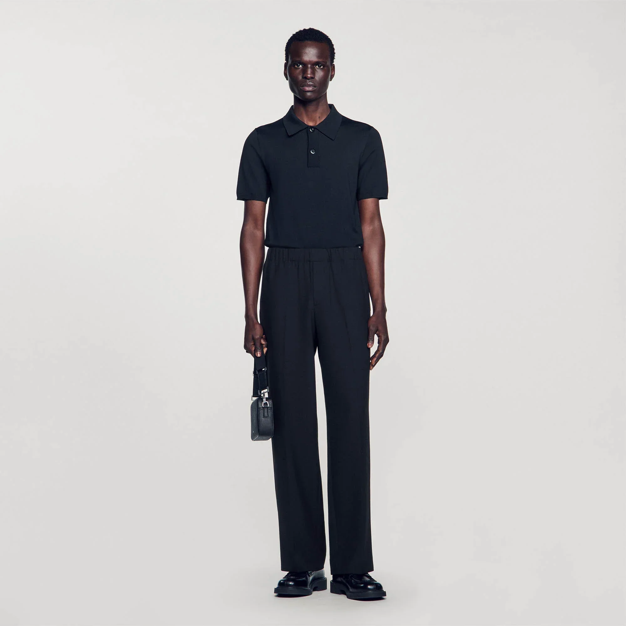 Large Jersey Wide-Leg Pants Black
