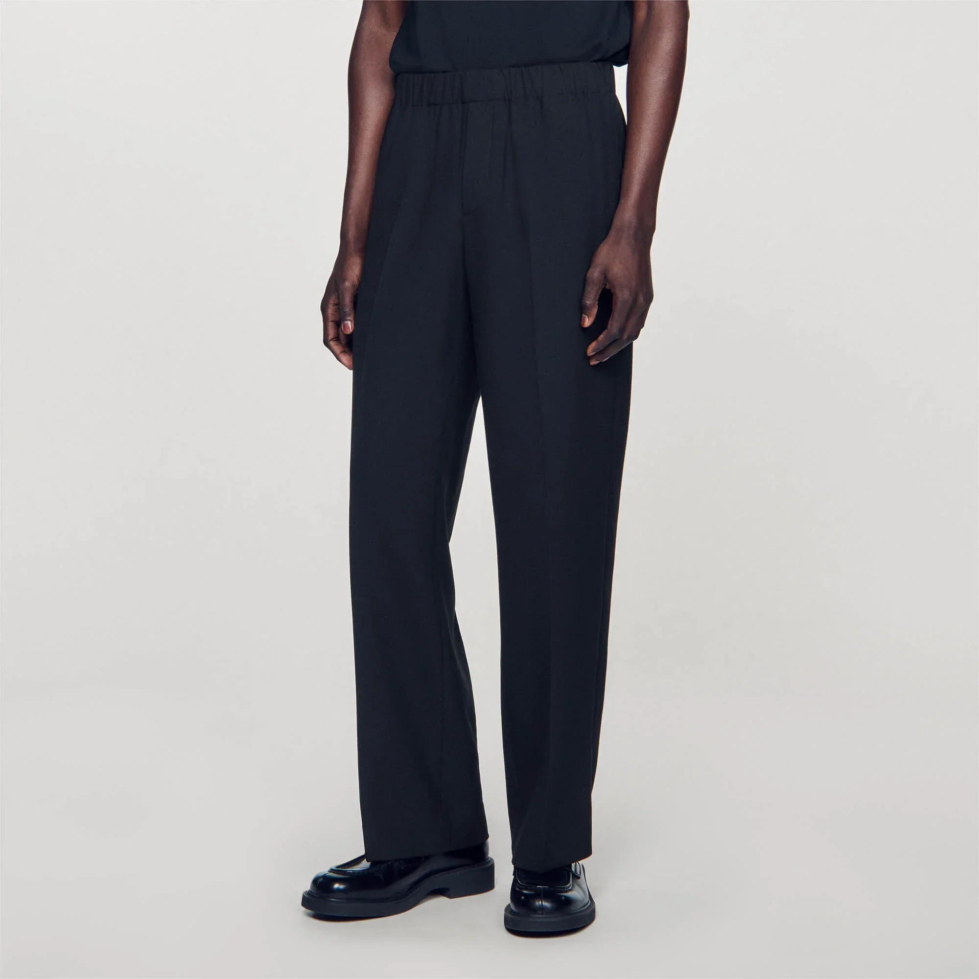 Large Jersey Wide-Leg Pants Black - Image 4