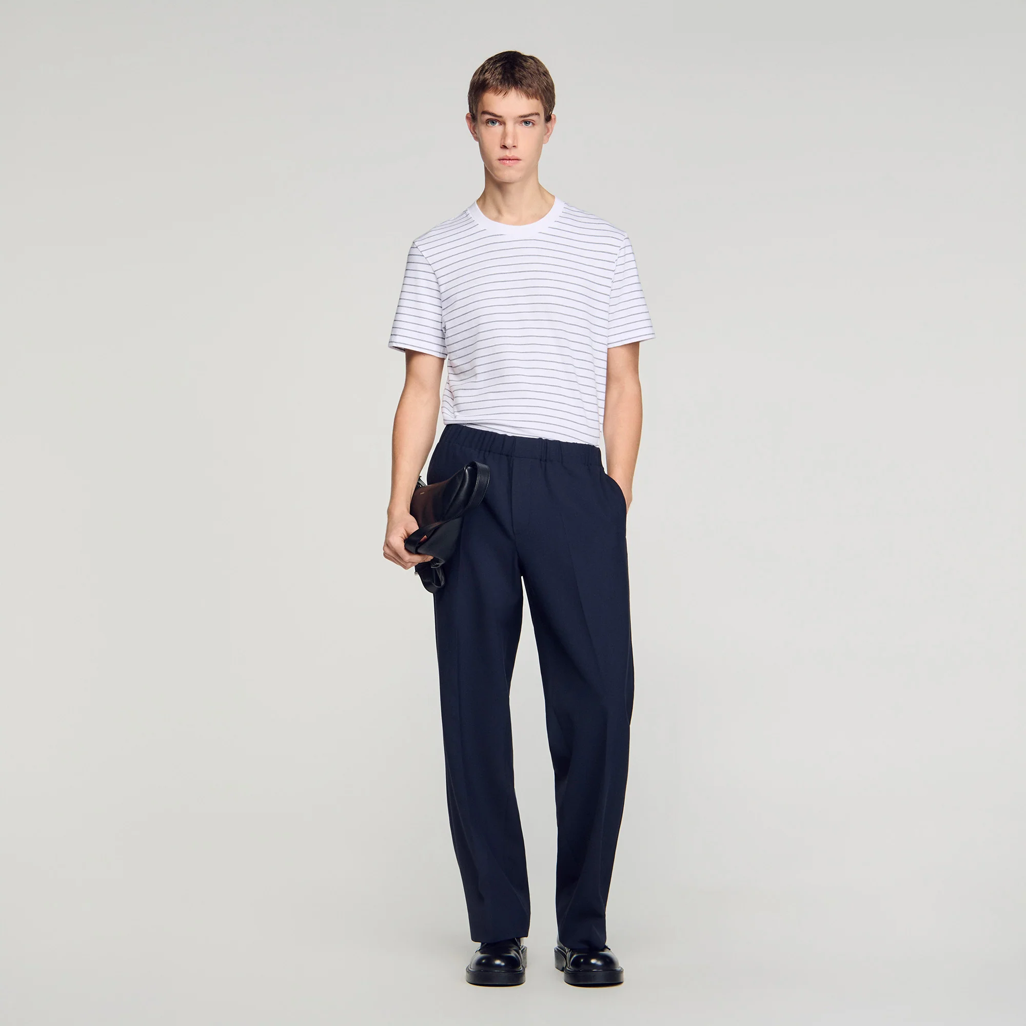 Large Jersey Wide-Leg Trousers Navy Blue
