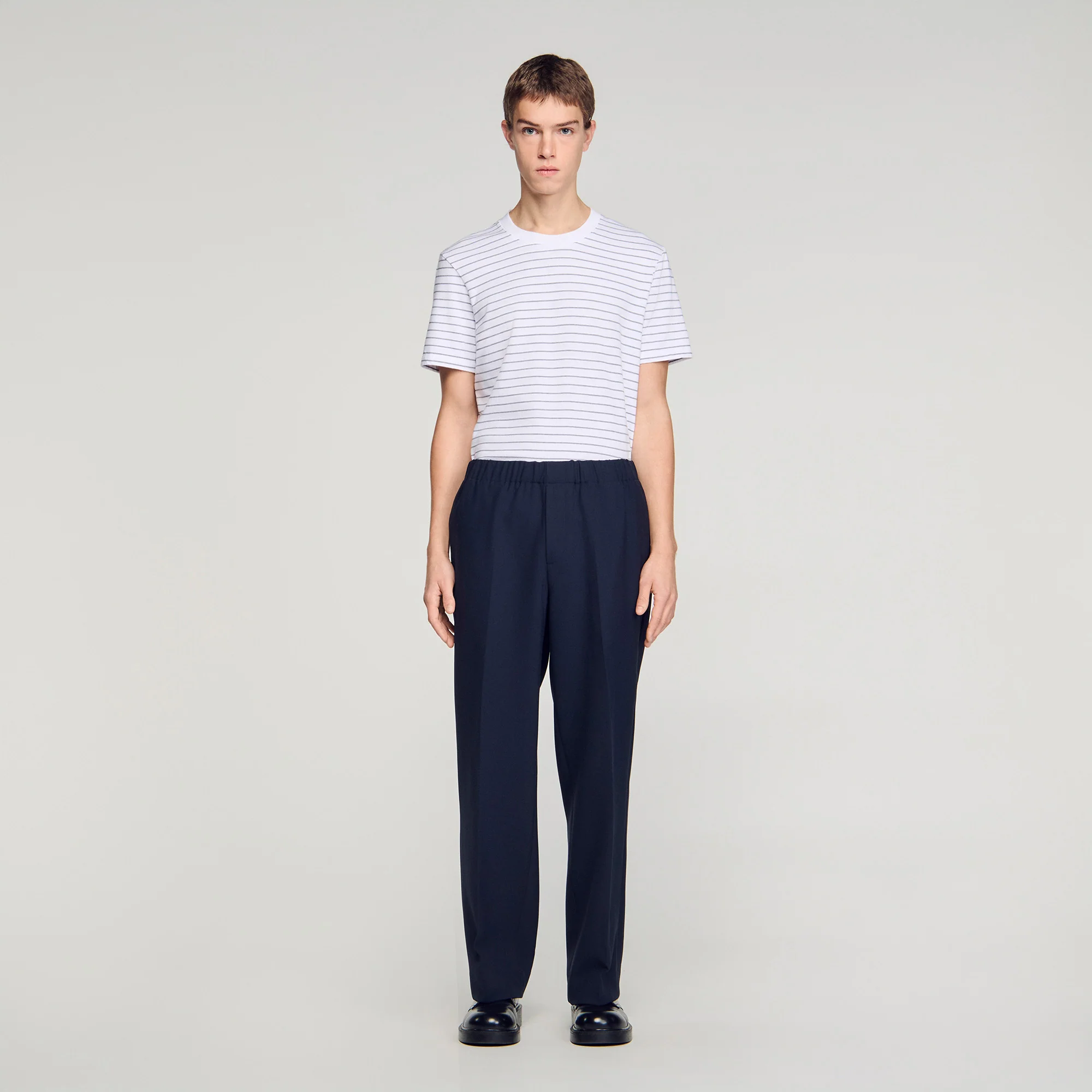 Large Jersey Wide-Leg Trousers Navy Blue - Image 2