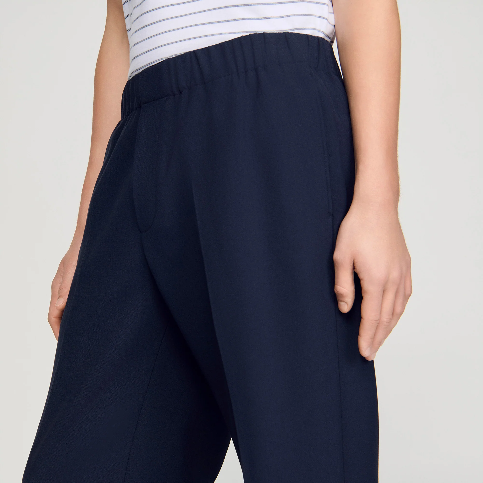 Large Jersey Wide-Leg Trousers Navy Blue - Image 3