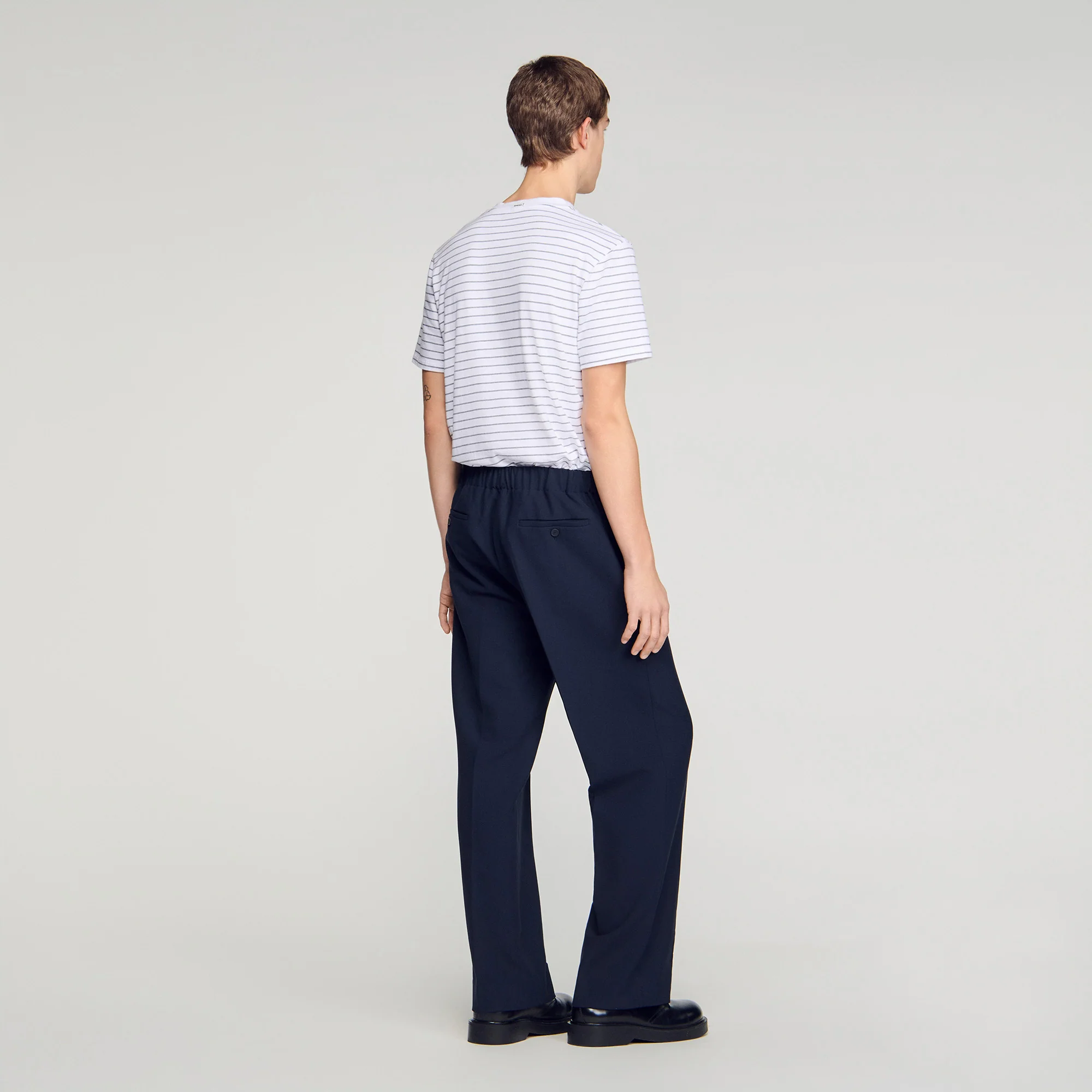 Large Jersey Wide-Leg Trousers Navy Blue - Image 5