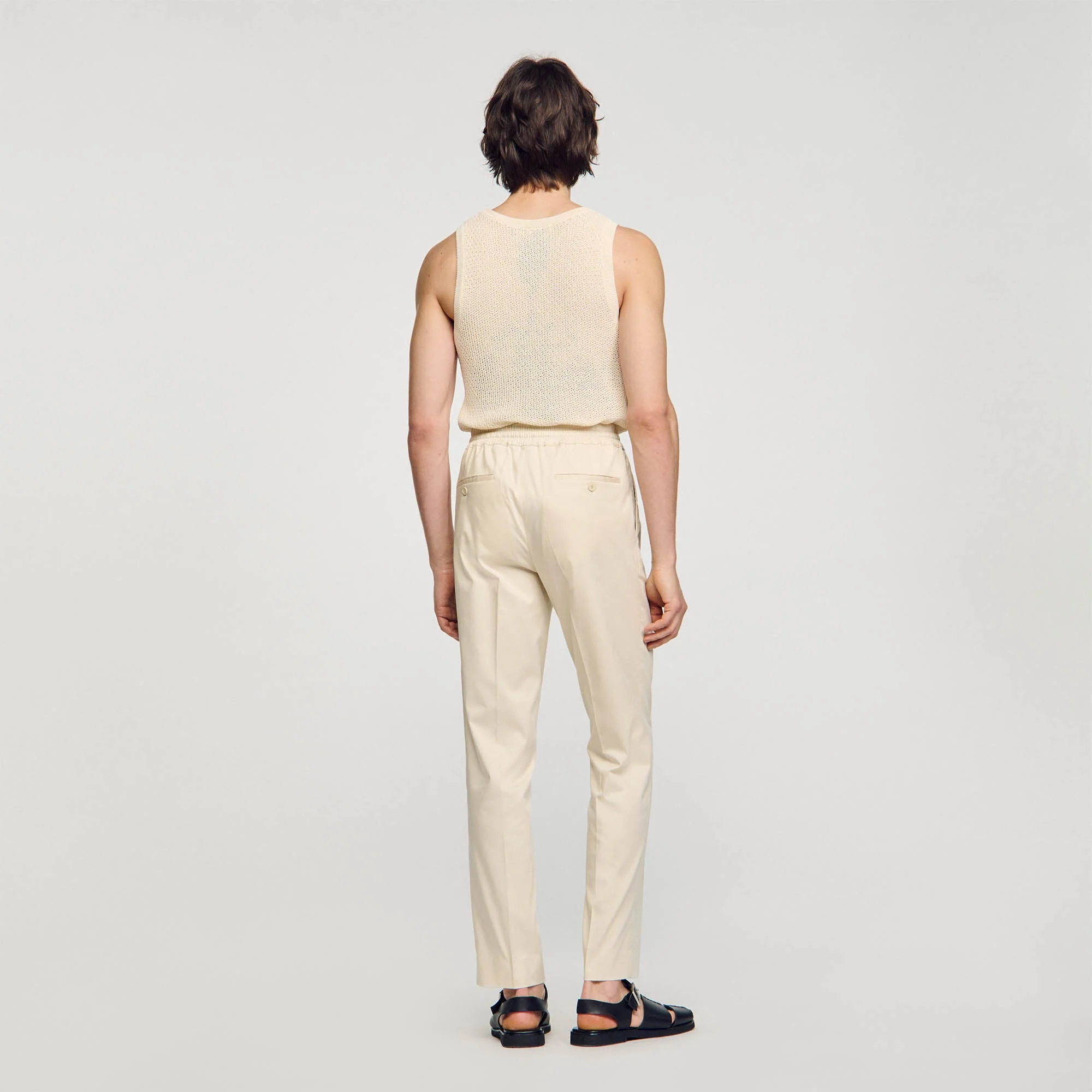 New Alpha Cotton Elasticated Straight-Leg Pants Light Beige - Image 5
