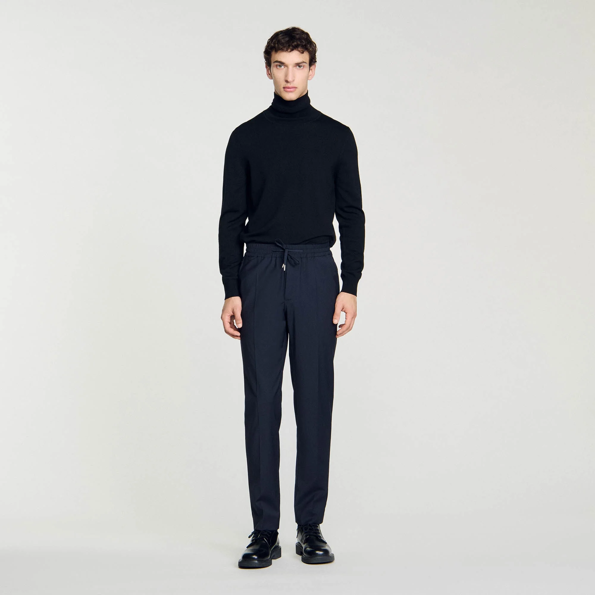 New Alpha Elasticated Straight-Leg Pants Navy Blue - Image 2