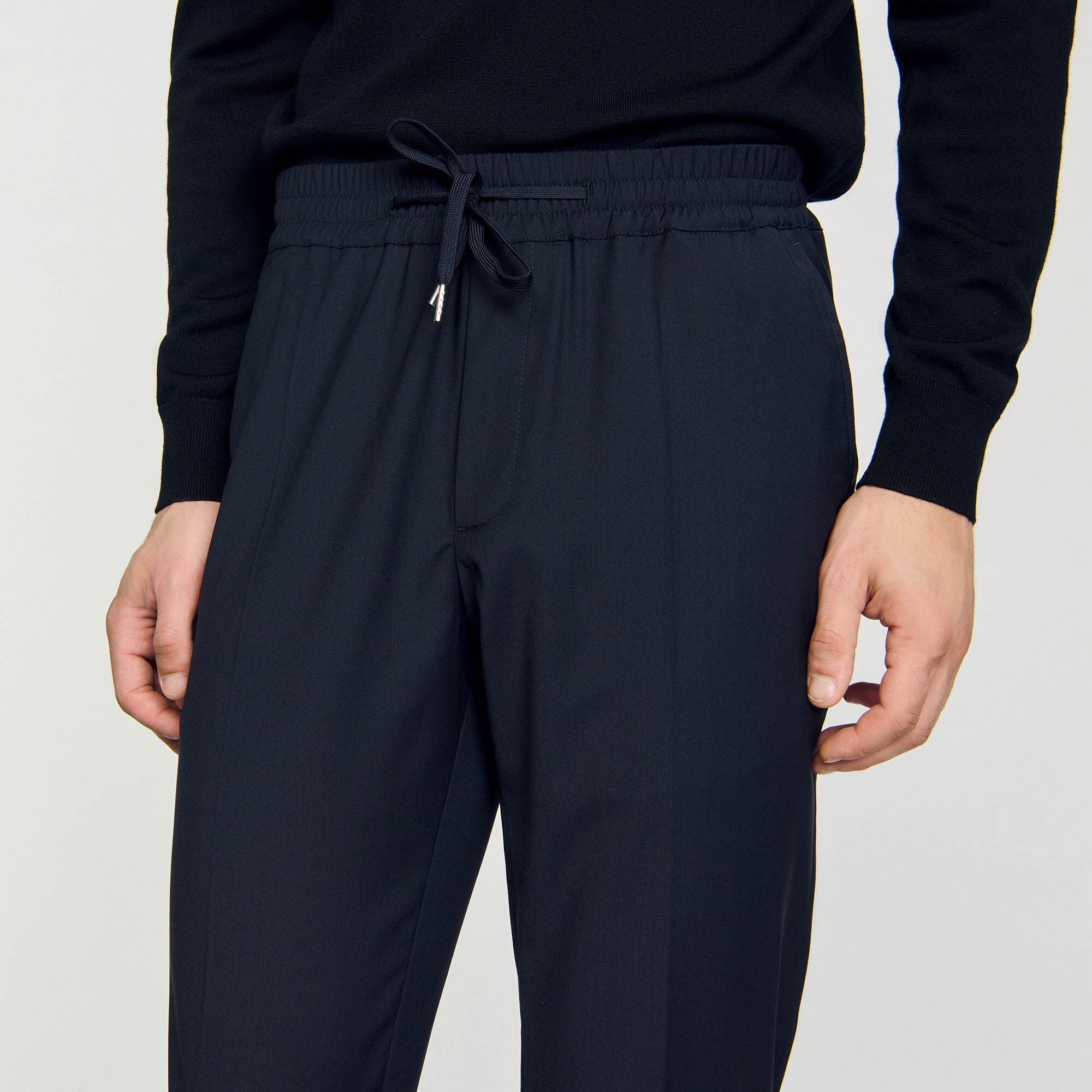 New Alpha Elasticated Straight-Leg Pants Navy Blue - Image 3